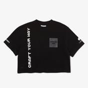 Lacoste X Minecraft Kadın Regular Fit Bisiklet Yaka Baskılı Siyah T-Shirt