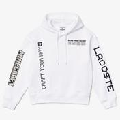 Lacoste X Minecraft Erkek Relaxed Fit Kapüşonlu Baskılı Beyaz Sweatshirt