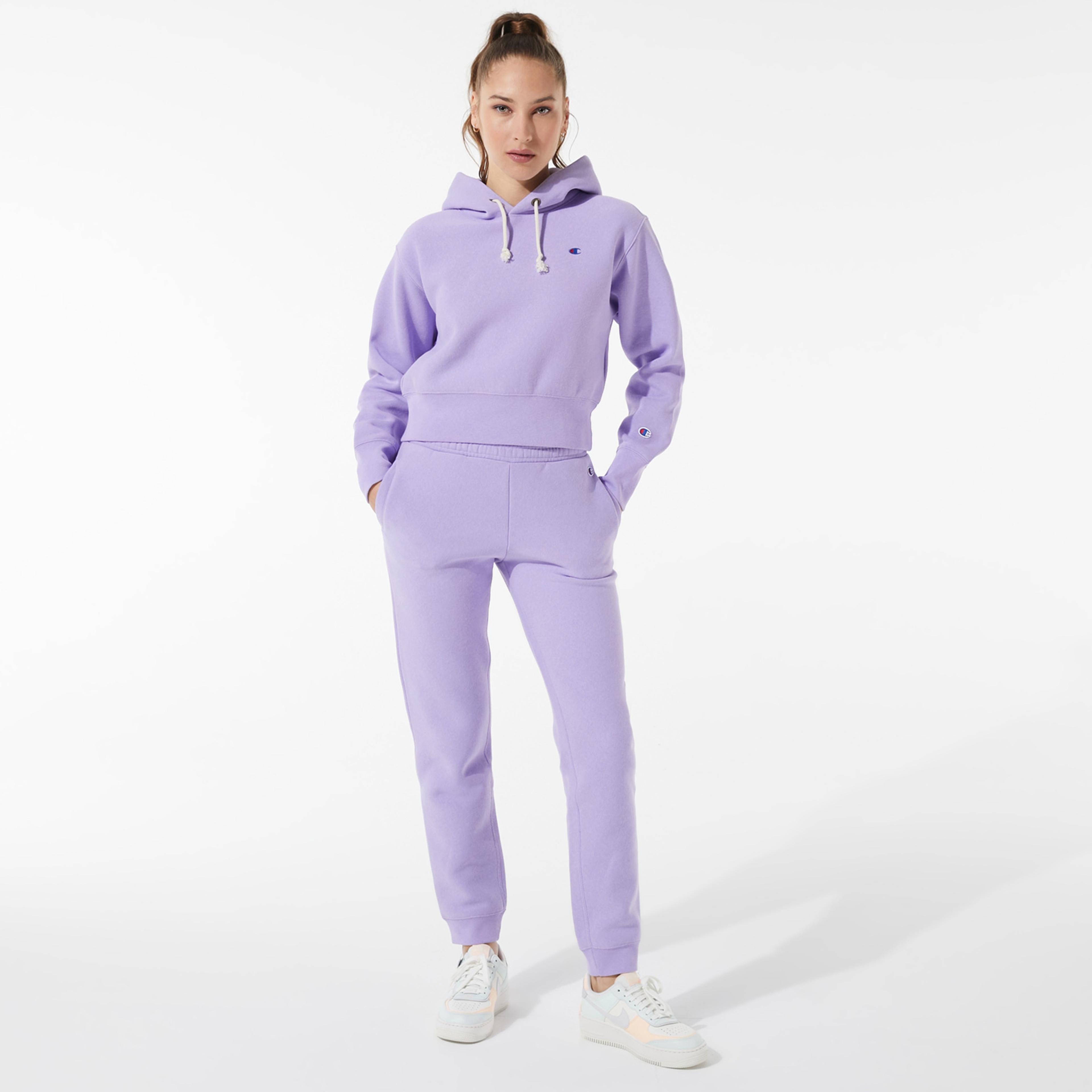 Champion Kadın Mor Crop Hoodie Sweatshirt