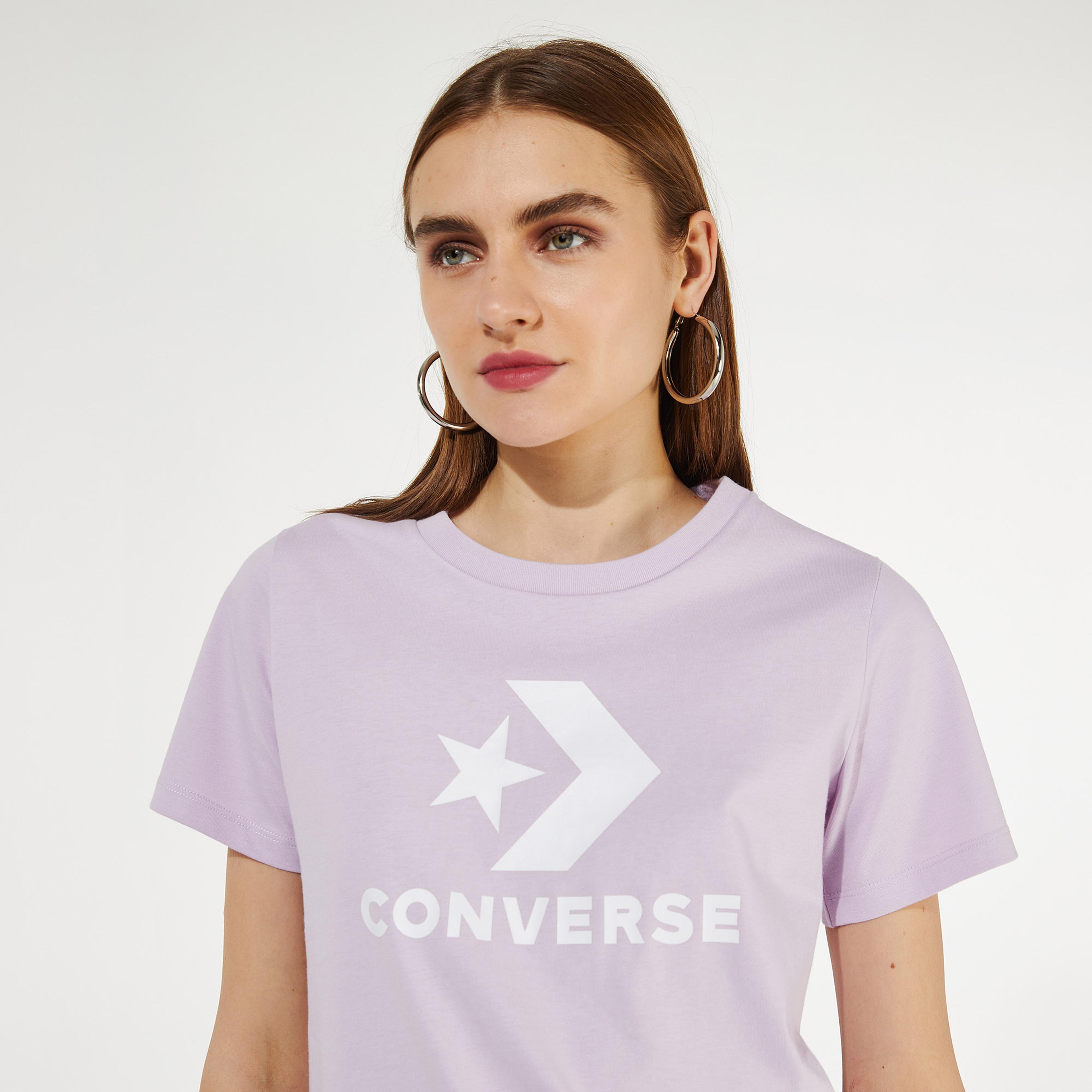 Converse Star Chevron Center Front Kadın Mor T-Shirt