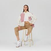 Converse Colorblocked Button Down Kadın Krem Gömlek