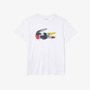 Lacoste SPORT Erkek Regular Fit Bisiklet Yaka Baskılı Beyaz T-Shirt