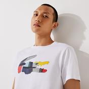 Lacoste SPORT Erkek Regular Fit Bisiklet Yaka Baskılı Beyaz T-Shirt