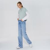 Skechers Waffle Fleece Colorblock Kadın Mavi Sweatshirt
