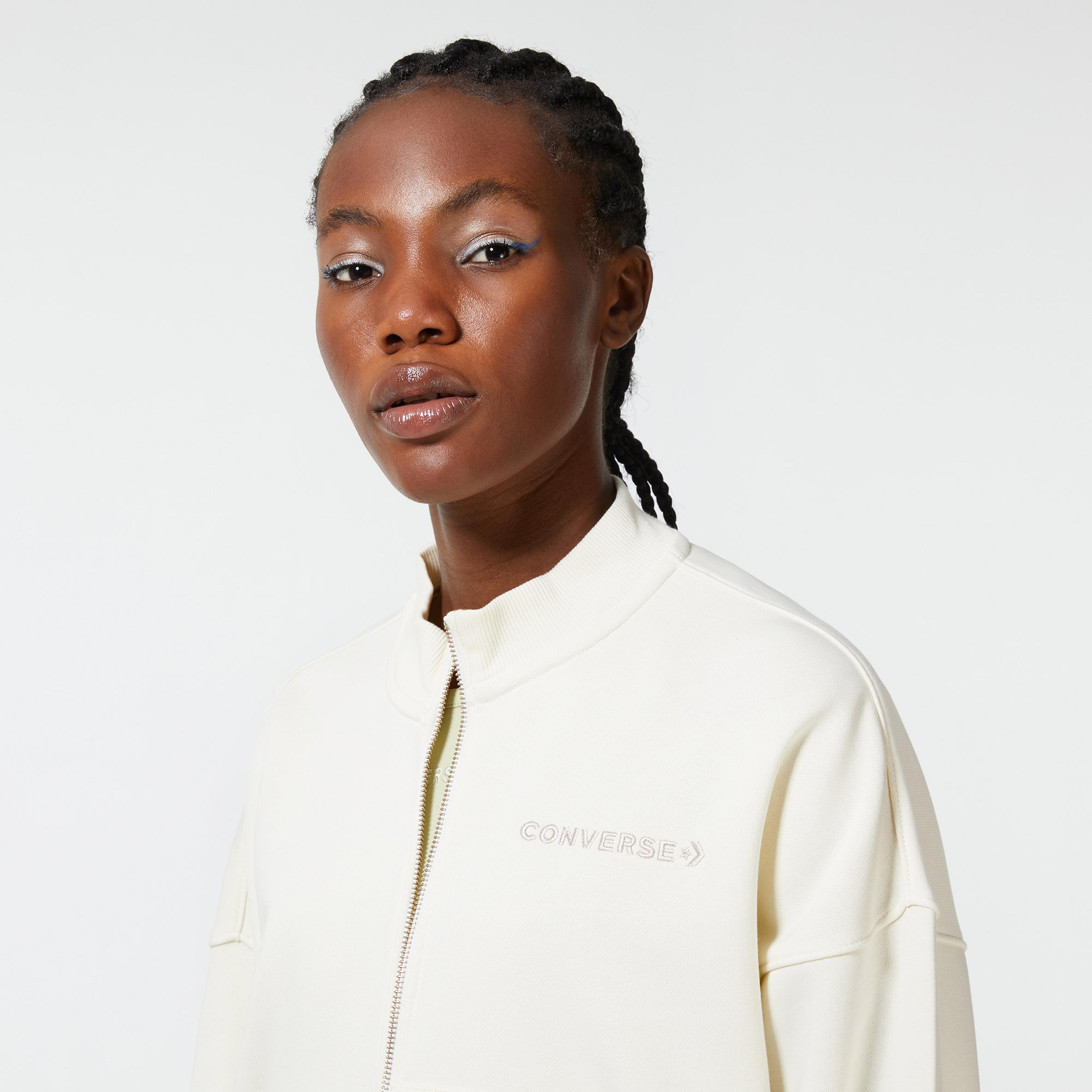 Converse Icon Play Full Zip Kadın Krem Eşofman Üstü