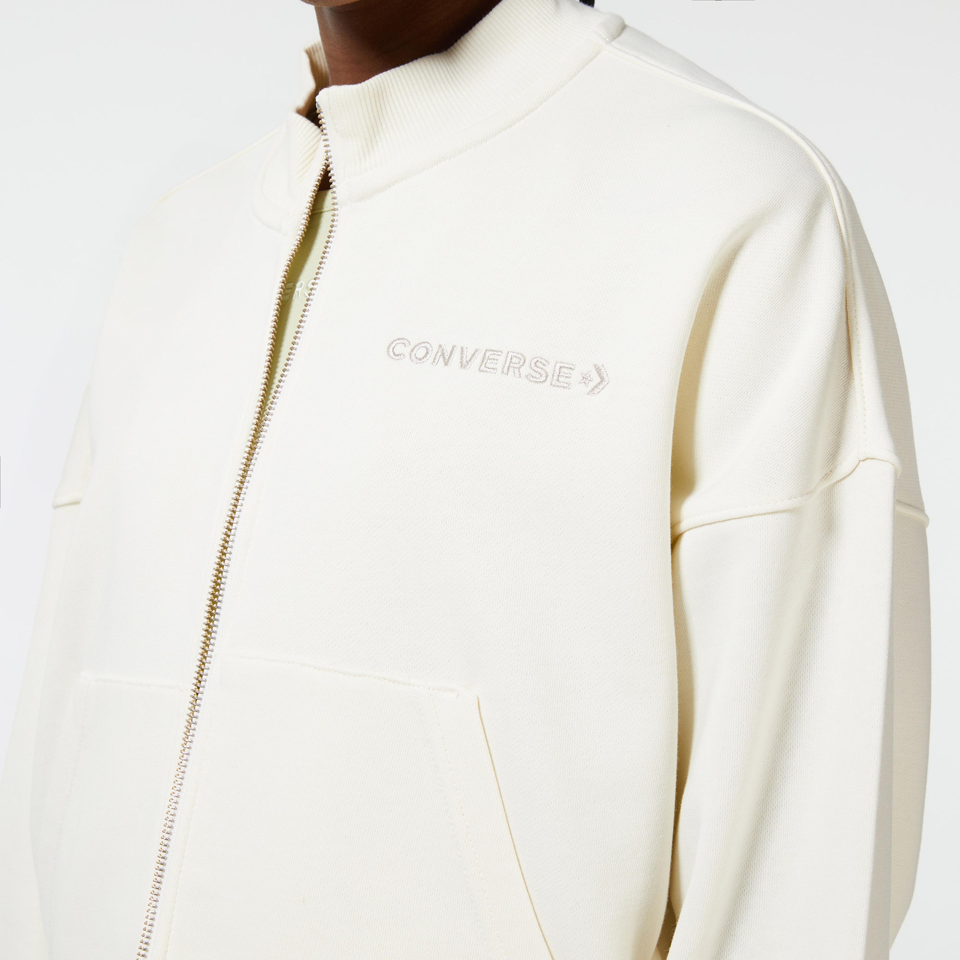 Converse Icon Play Full Zip Kadın Krem Eşofman Üstü