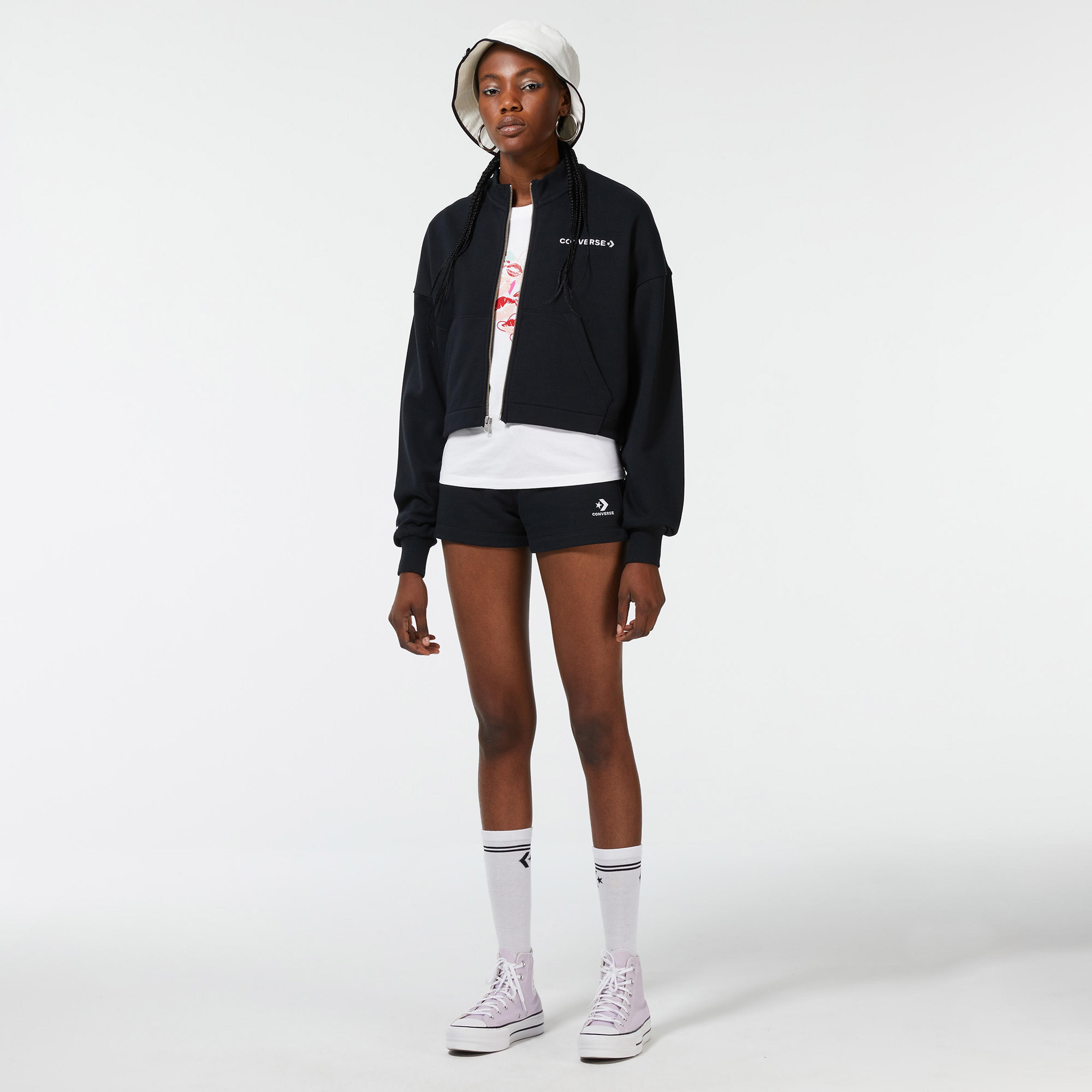 Converse Icon Play Full Zip Kadın Siyah Eşofman Üstü