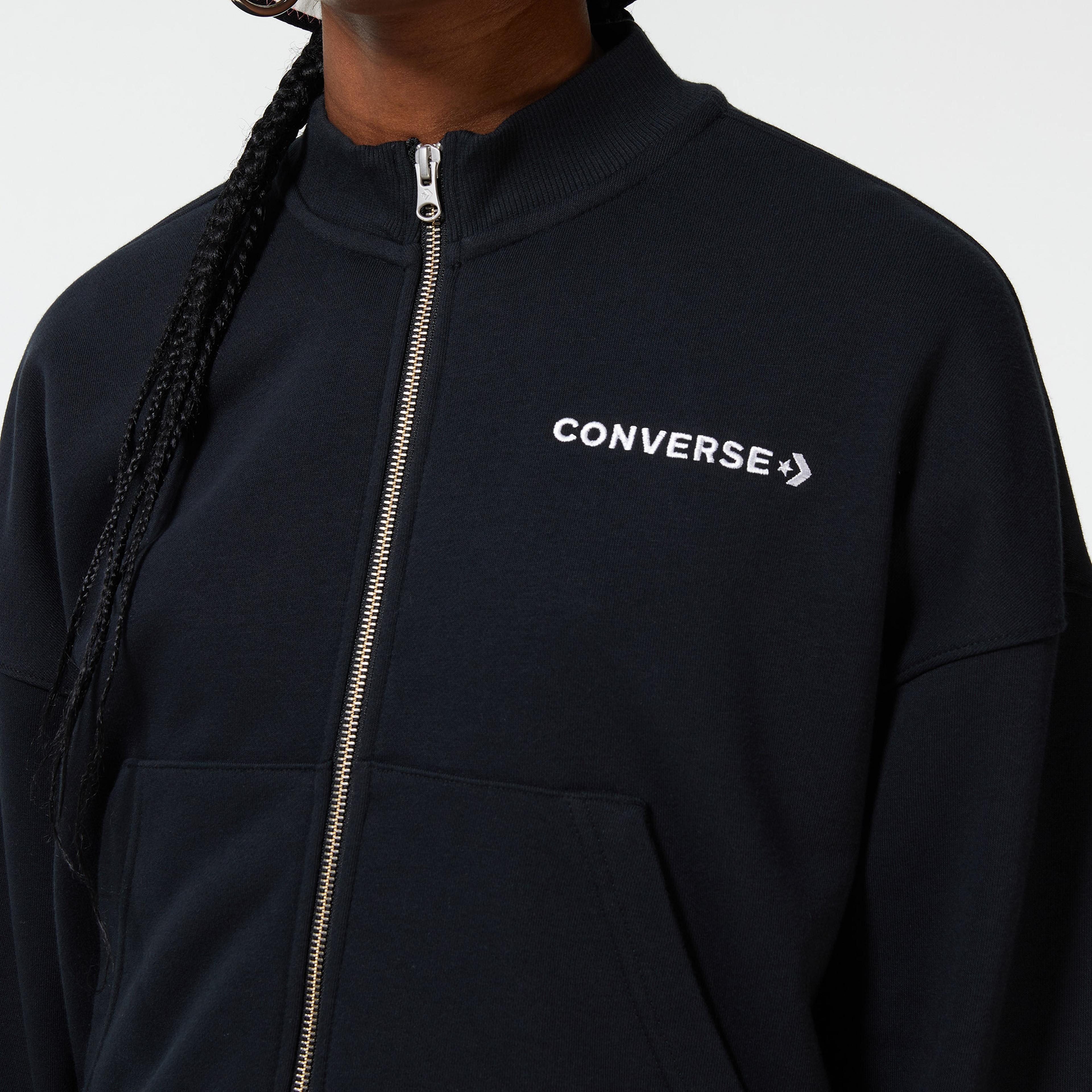 Converse Icon Play Full Zip Kadın Siyah Eşofman Üstü
