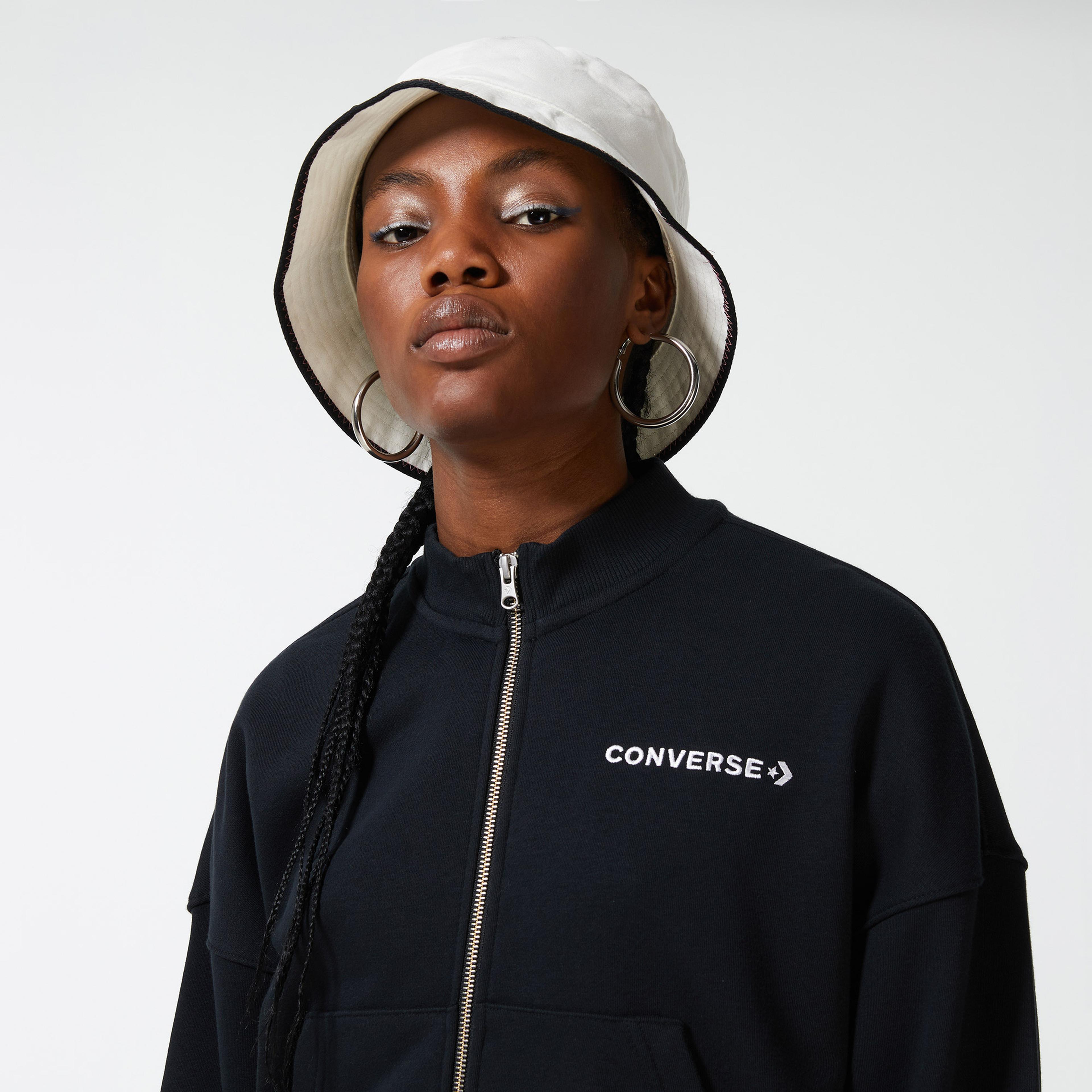 Converse Icon Play Full Zip Kadın Siyah Eşofman Üstü