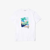 Lacoste Erkek Regular Fit Bisiklet Yaka Baskılı Beyaz T-Shirt