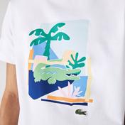 Lacoste Erkek Regular Fit Bisiklet Yaka Baskılı Beyaz T-Shirt