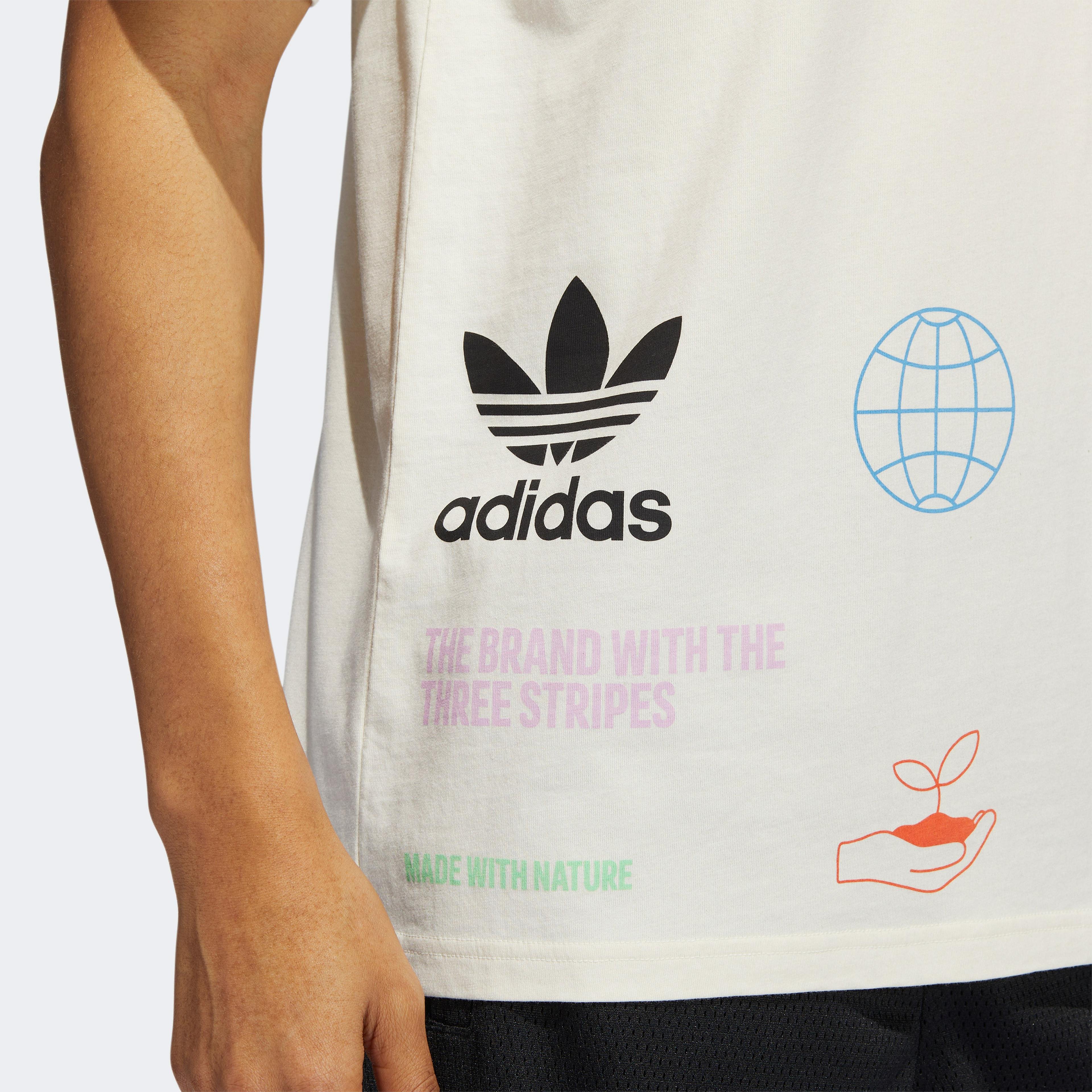 adidas Made with Nature Multi Logo Erkek Beyaz T-Shirt