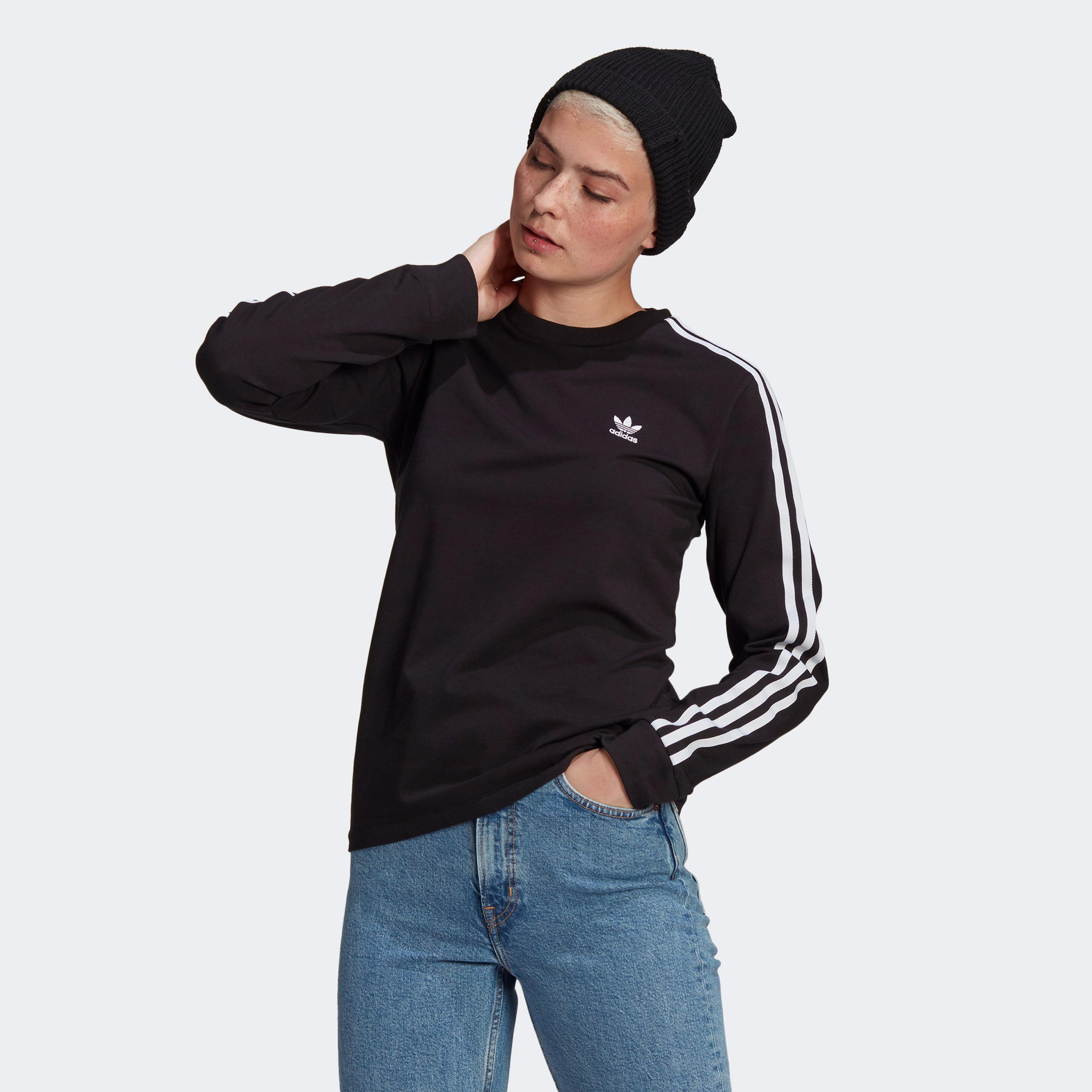 adidas Adicolor Classics 3 Stripes Kadın Siyah T-Shirt