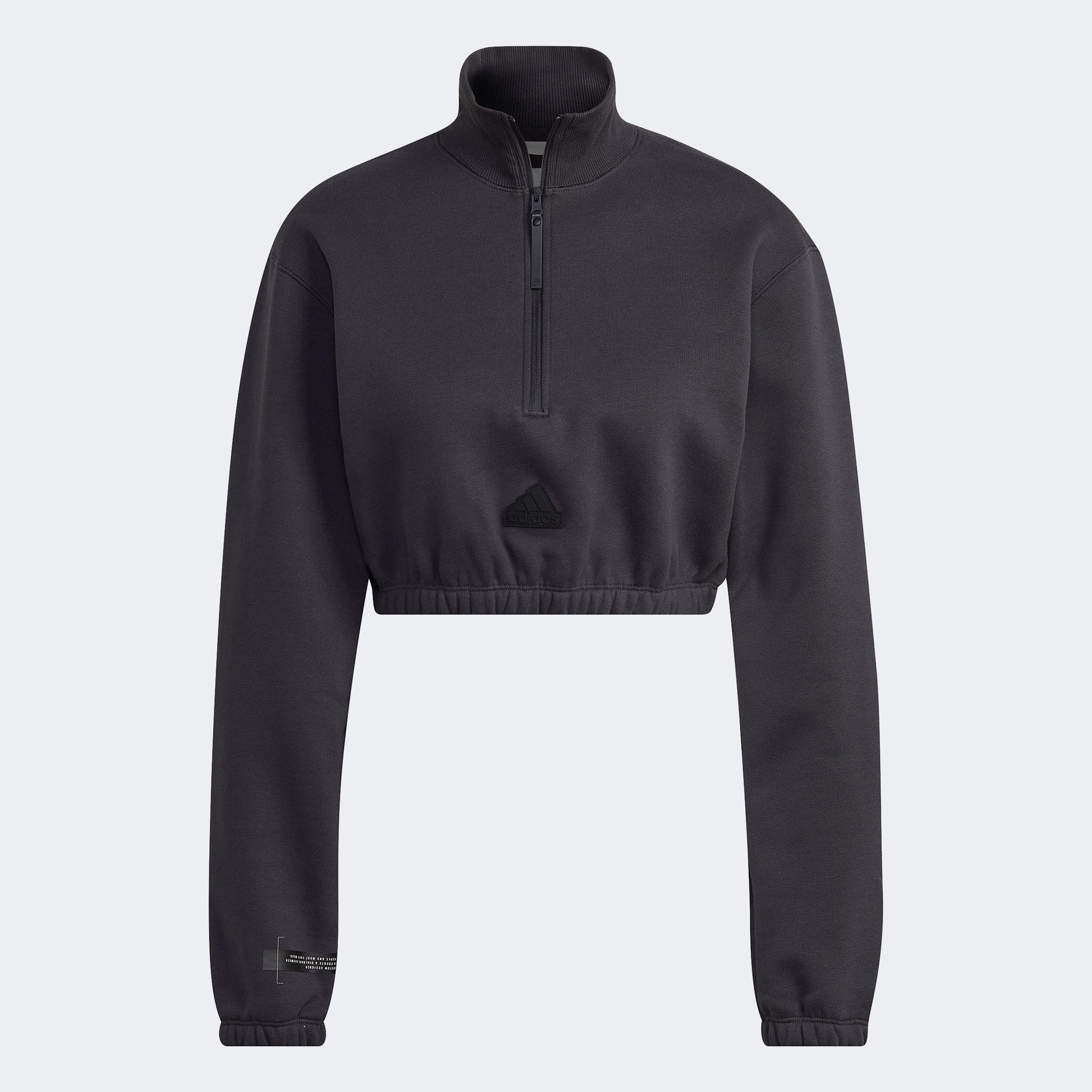 adidas Cropped Half-Zip Kadın Siyah Sweatshirt