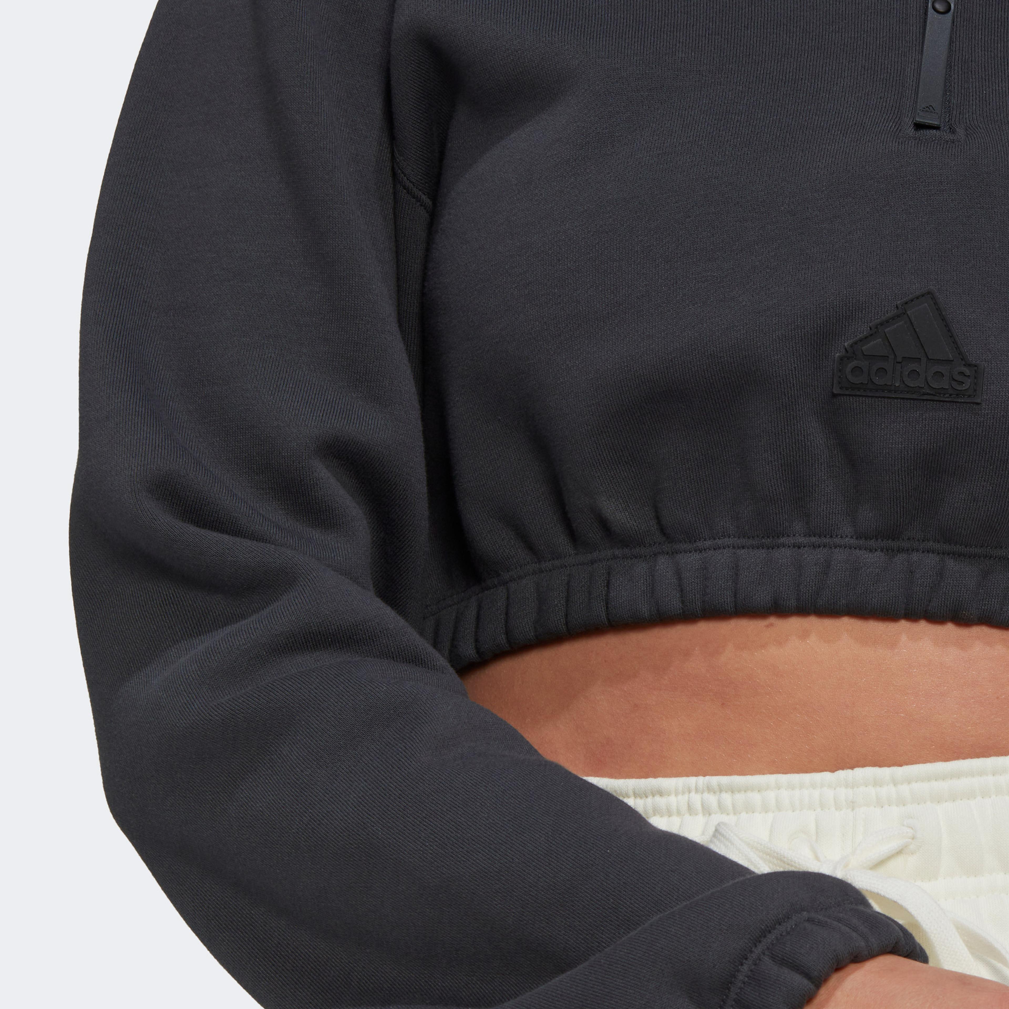 adidas Cropped Half-Zip Kadın Siyah Sweatshirt