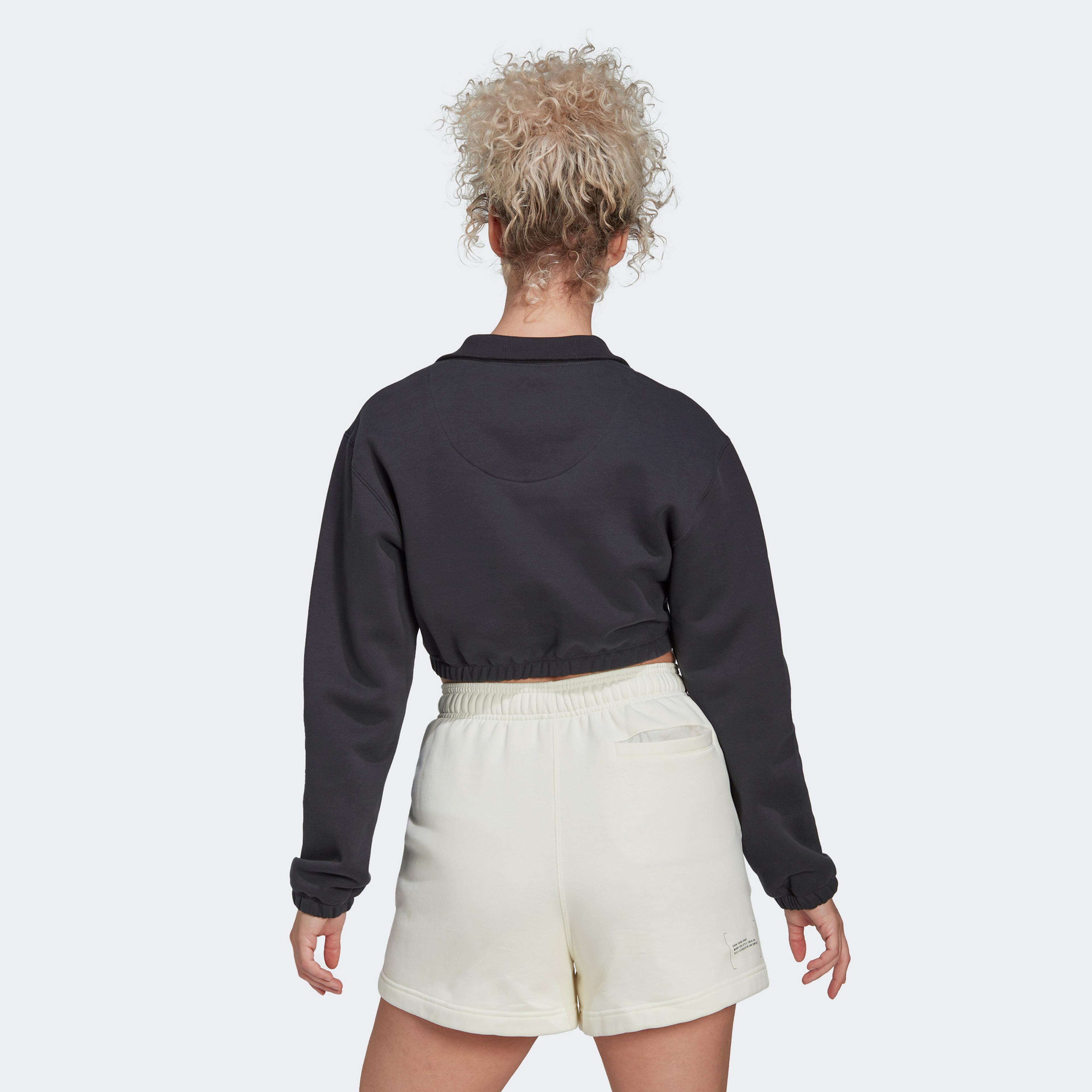 adidas Cropped Half-Zip Kadın Siyah Sweatshirt