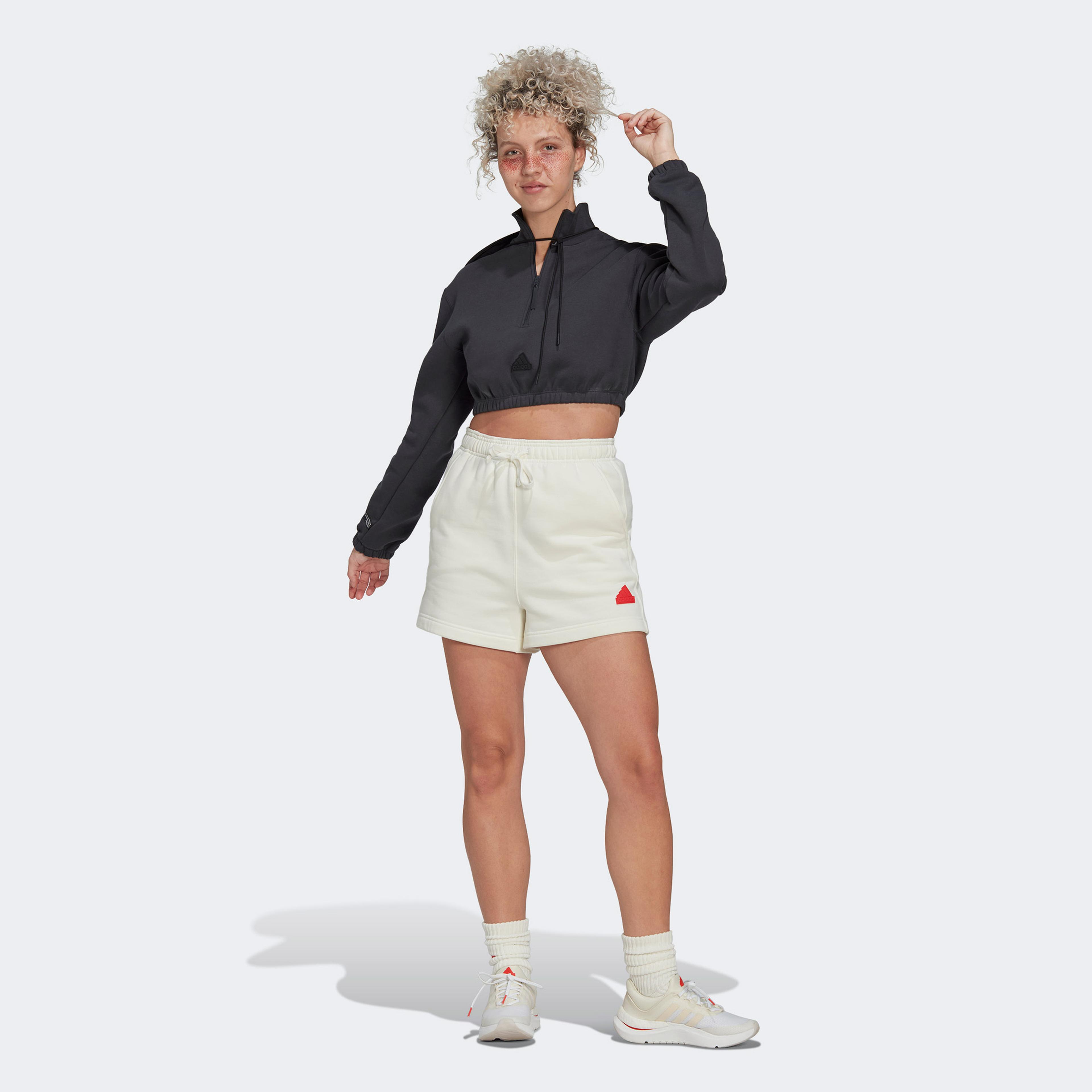 adidas Cropped Half-Zip Kadın Siyah Sweatshirt