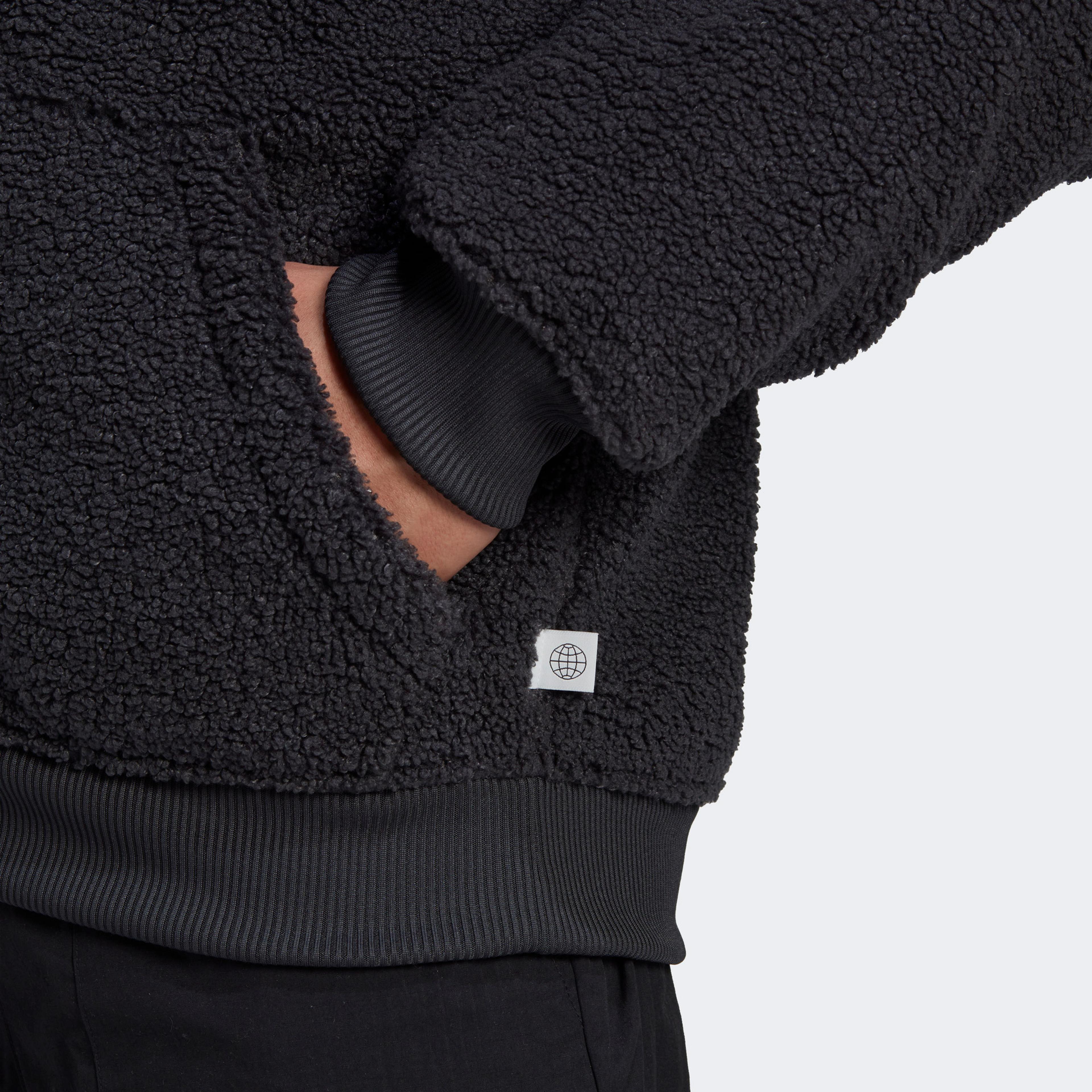 adidas Polar Fleece Full-Zip Hoodie Erkek Siyah Sweatshirt
