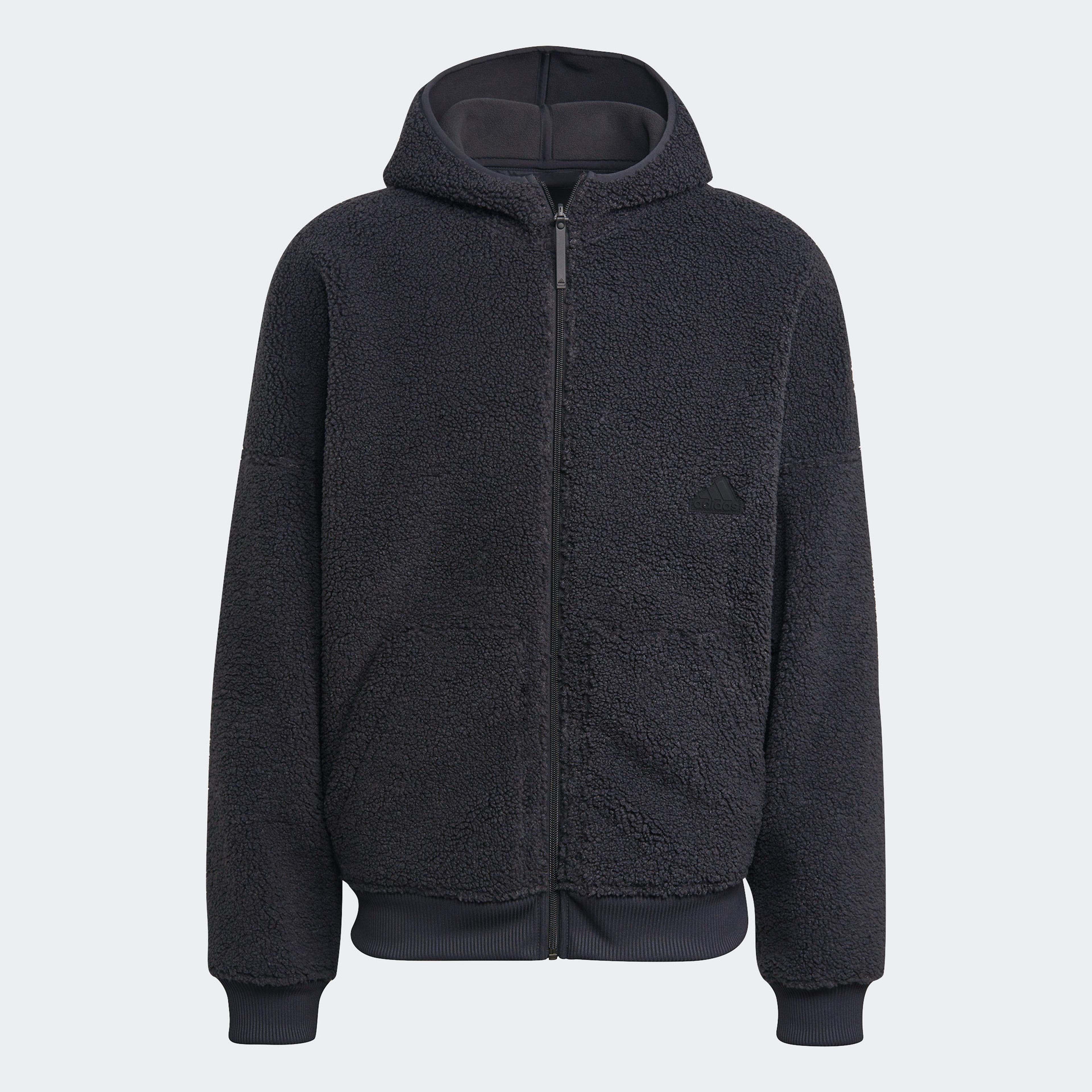 adidas Polar Fleece Full-Zip Hoodie Erkek Siyah Sweatshirt