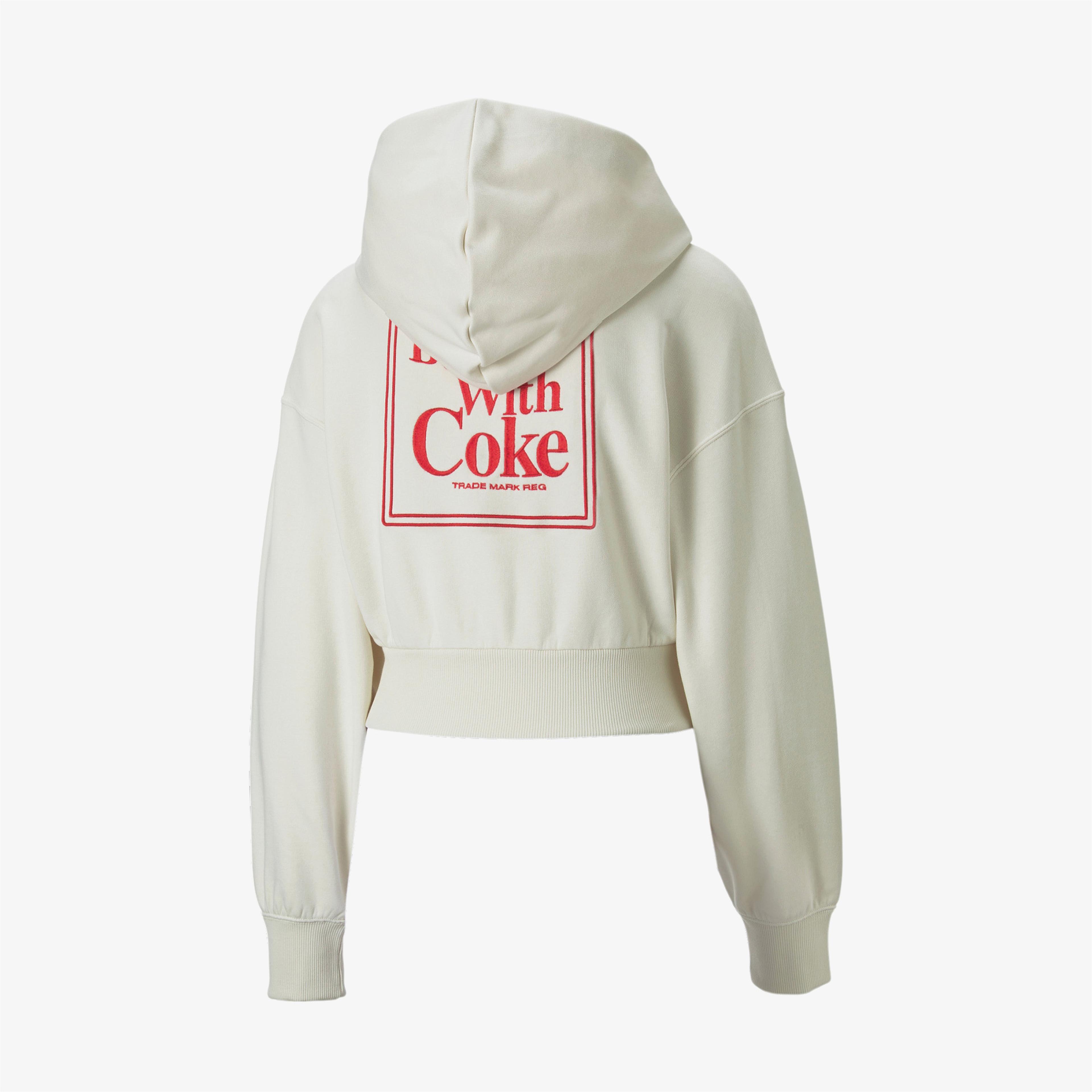 Puma X Coca Cola Cropped Kadın Krem Rengi Sweatshirt