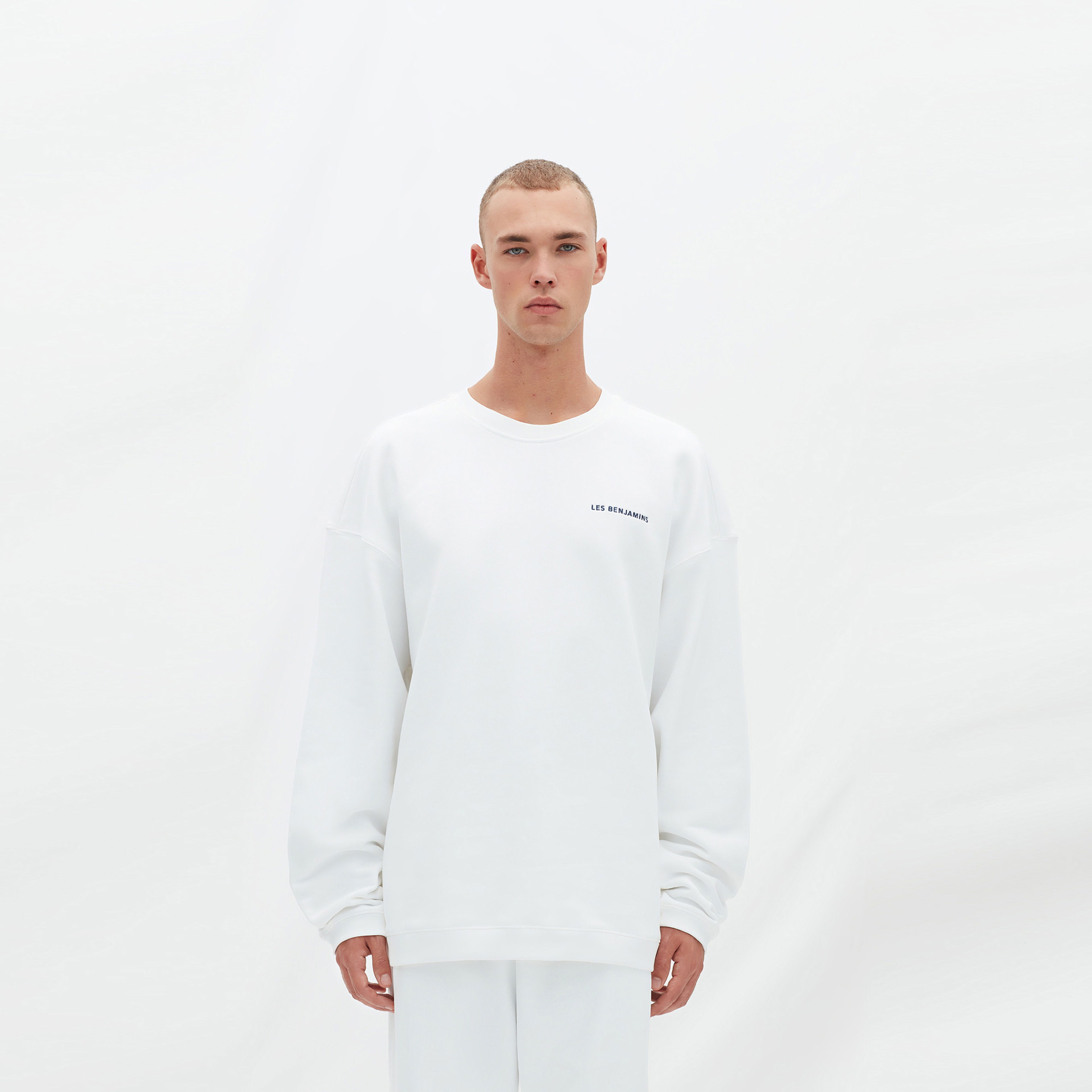 Les Benjamins Essentials Erkek Beyaz Sweatshirt