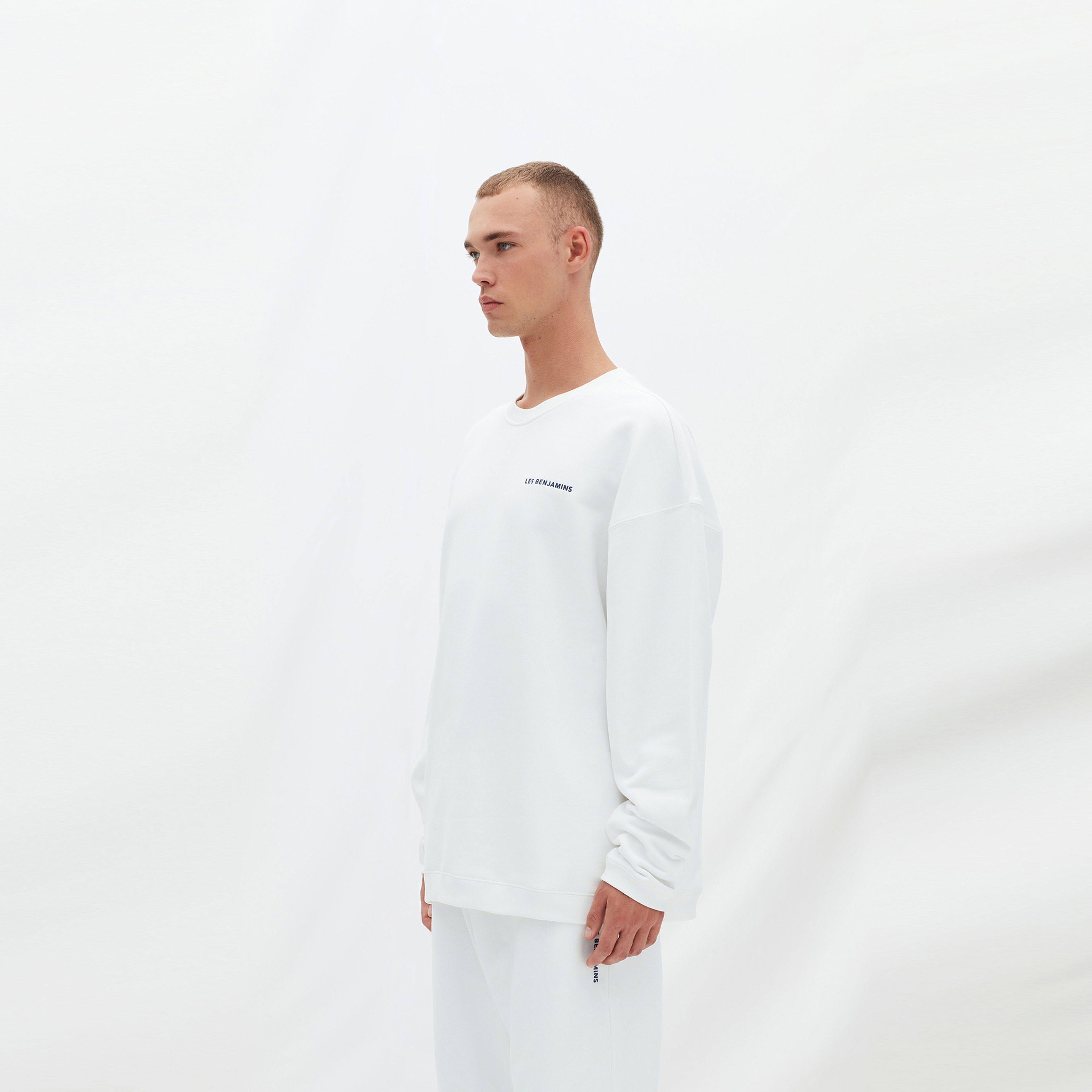 Les Benjamins Essentials Erkek Beyaz Sweatshirt