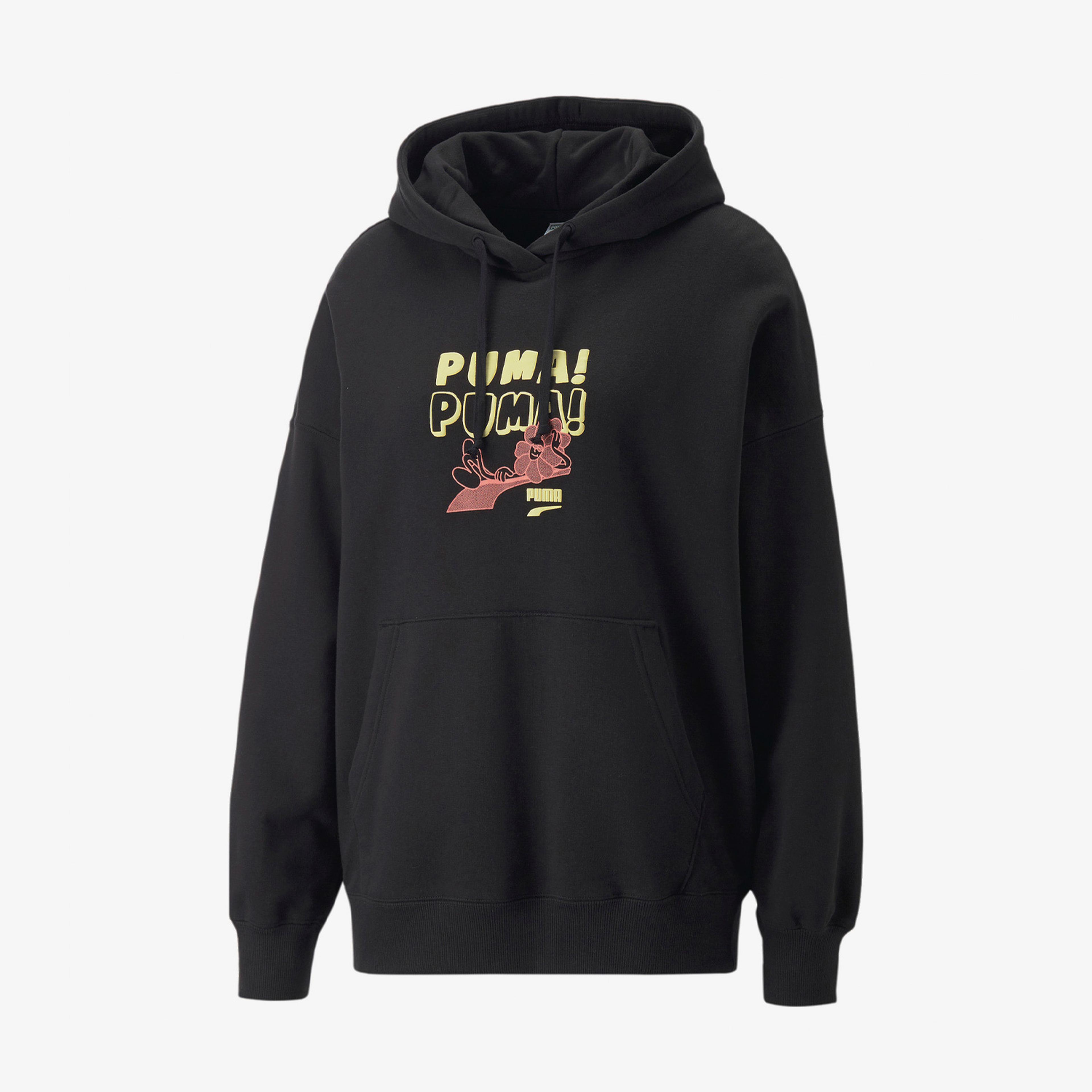 Puma Downtown Oversized Graphic Kadın Siyah Hoodie