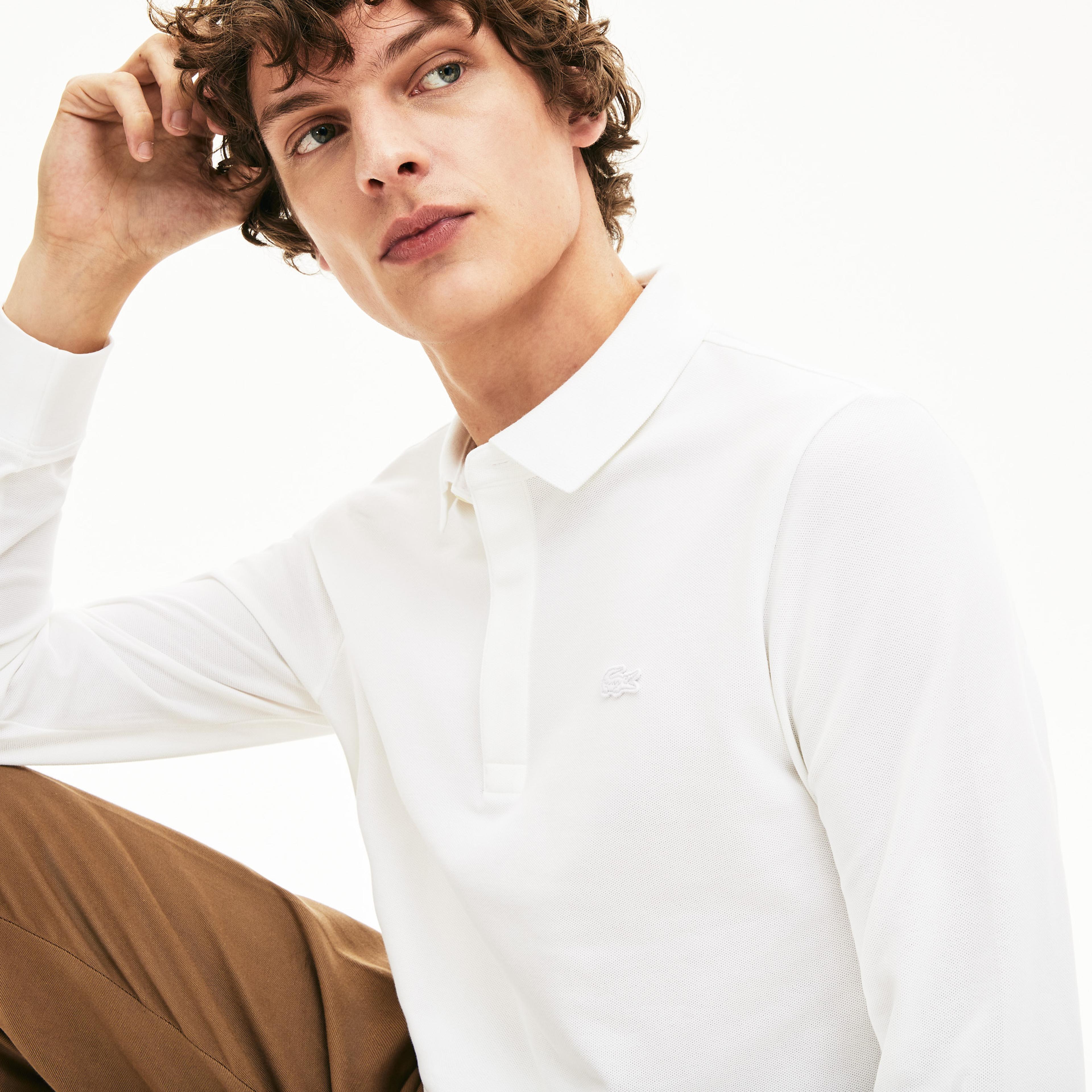 Lacoste Erkek Regular Fit Uzun Kollu Beyaz Paris Polo