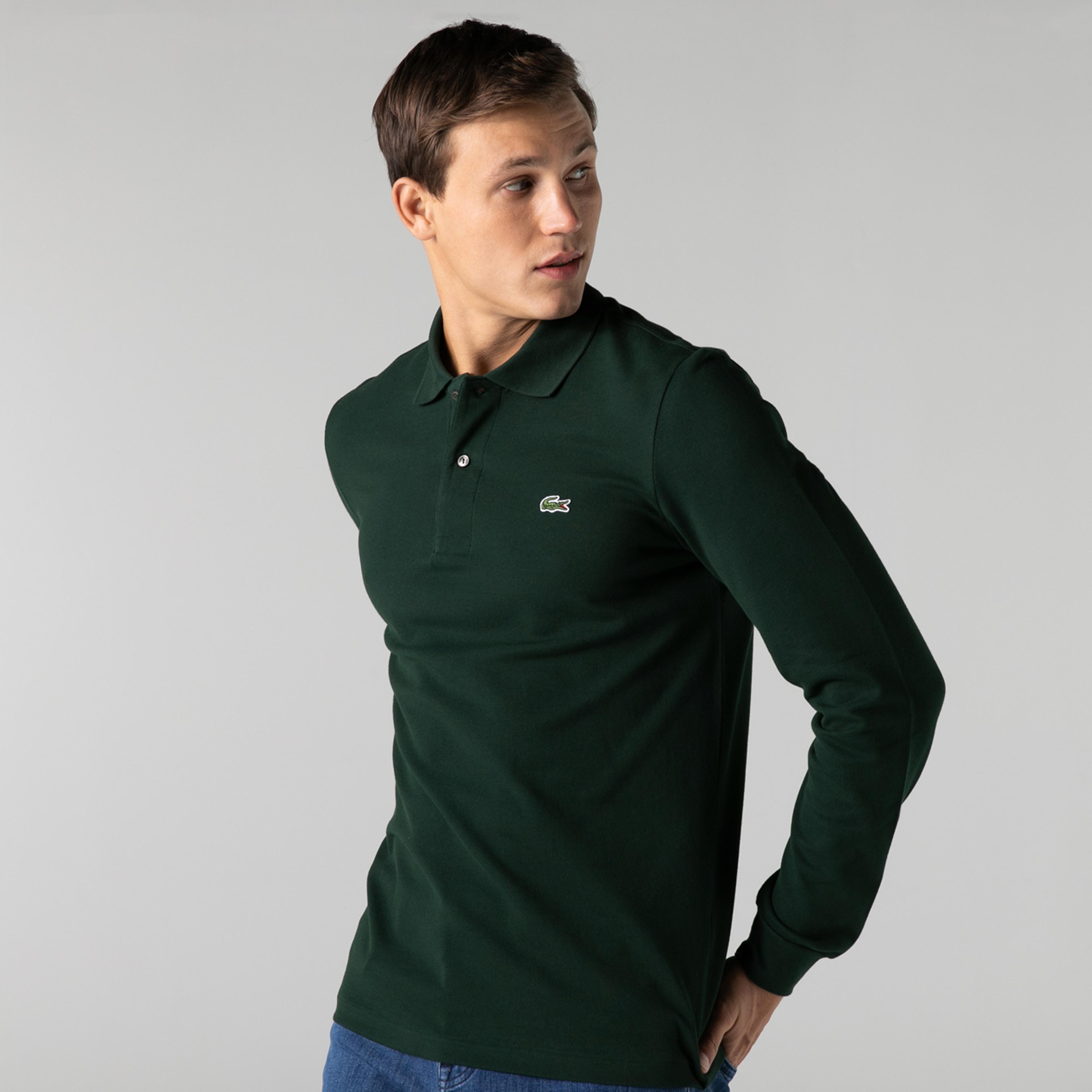 Lacoste L.12.12 Erkek Classic Fit Uzun Kollu Koyu Yeşil Polo