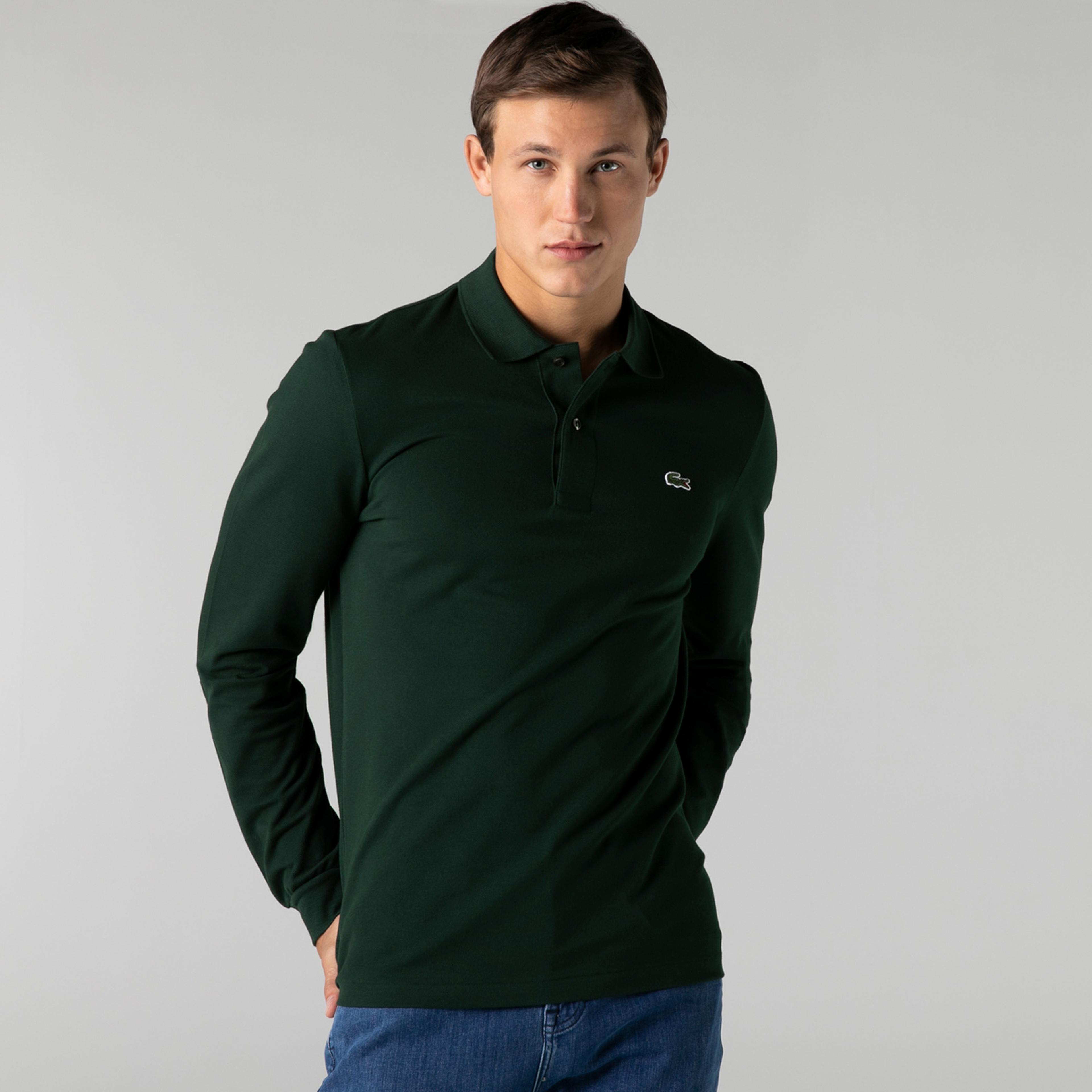 Lacoste L.12.12 Erkek Classic Fit Uzun Kollu Koyu Yeşil Polo