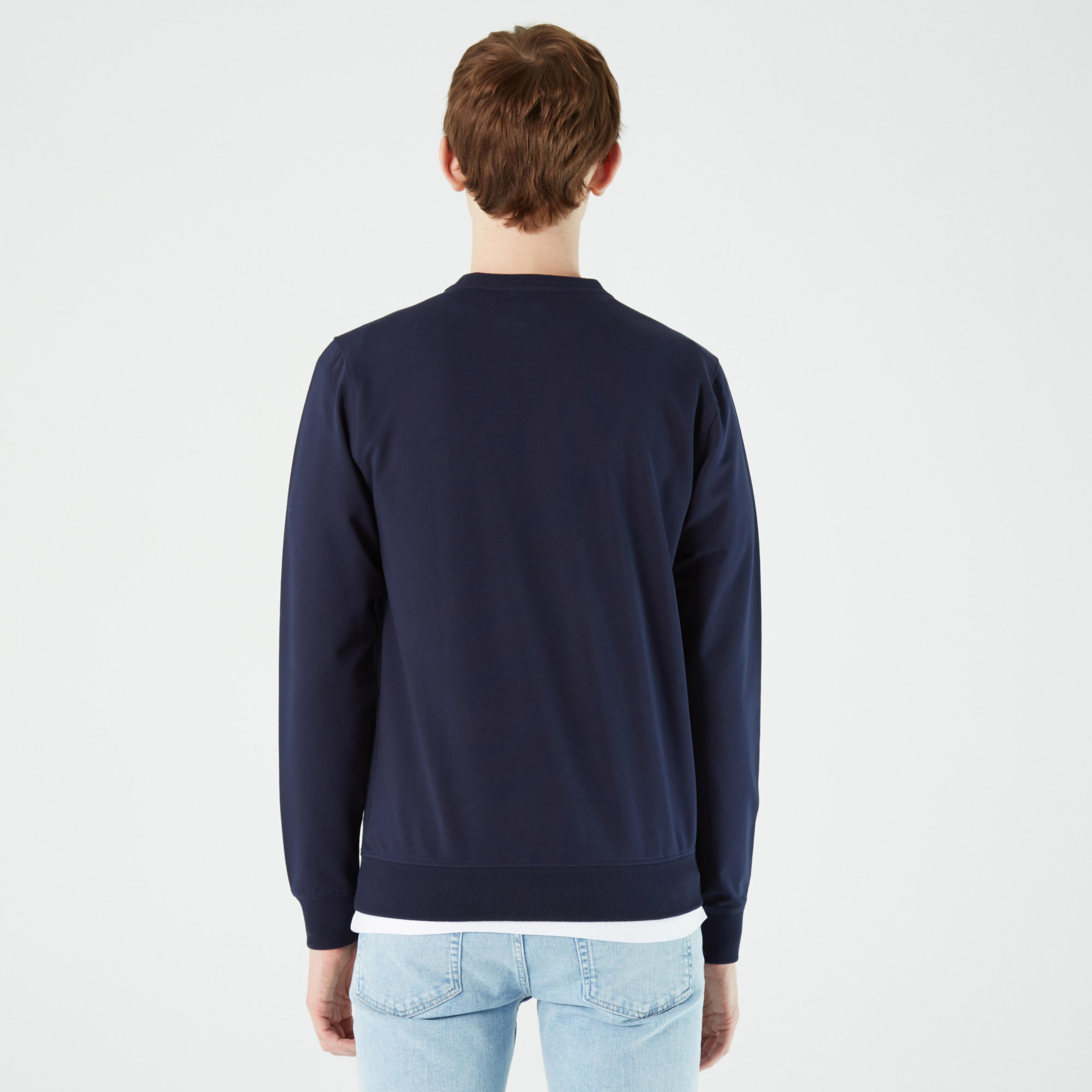 Lacoste Erkek Slim Fit Bisiklet Yaka Lacivert Sweatshirt
