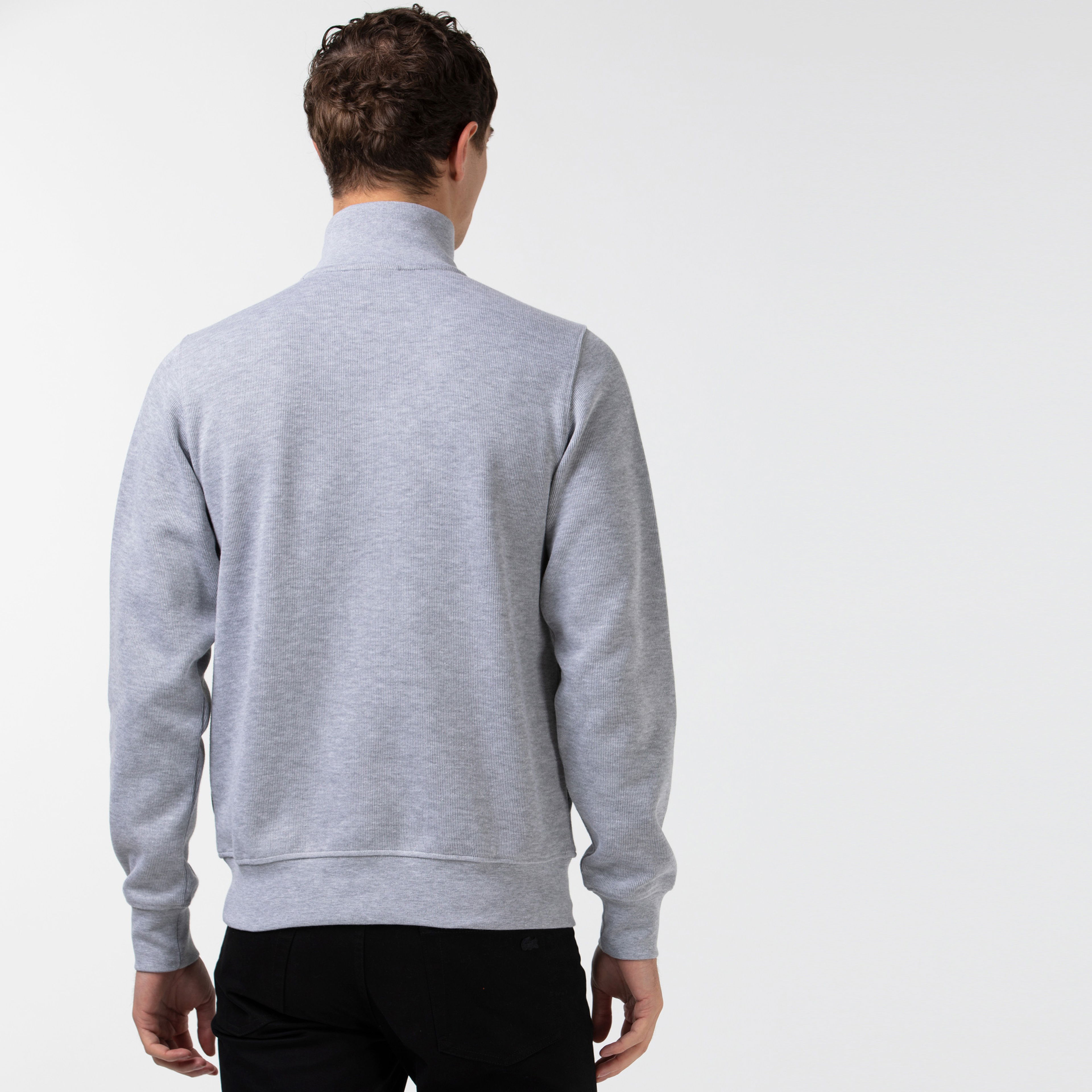 Lacoste Erkek Classic Fit Yarım Fermuarlı Gri Sweatshirt