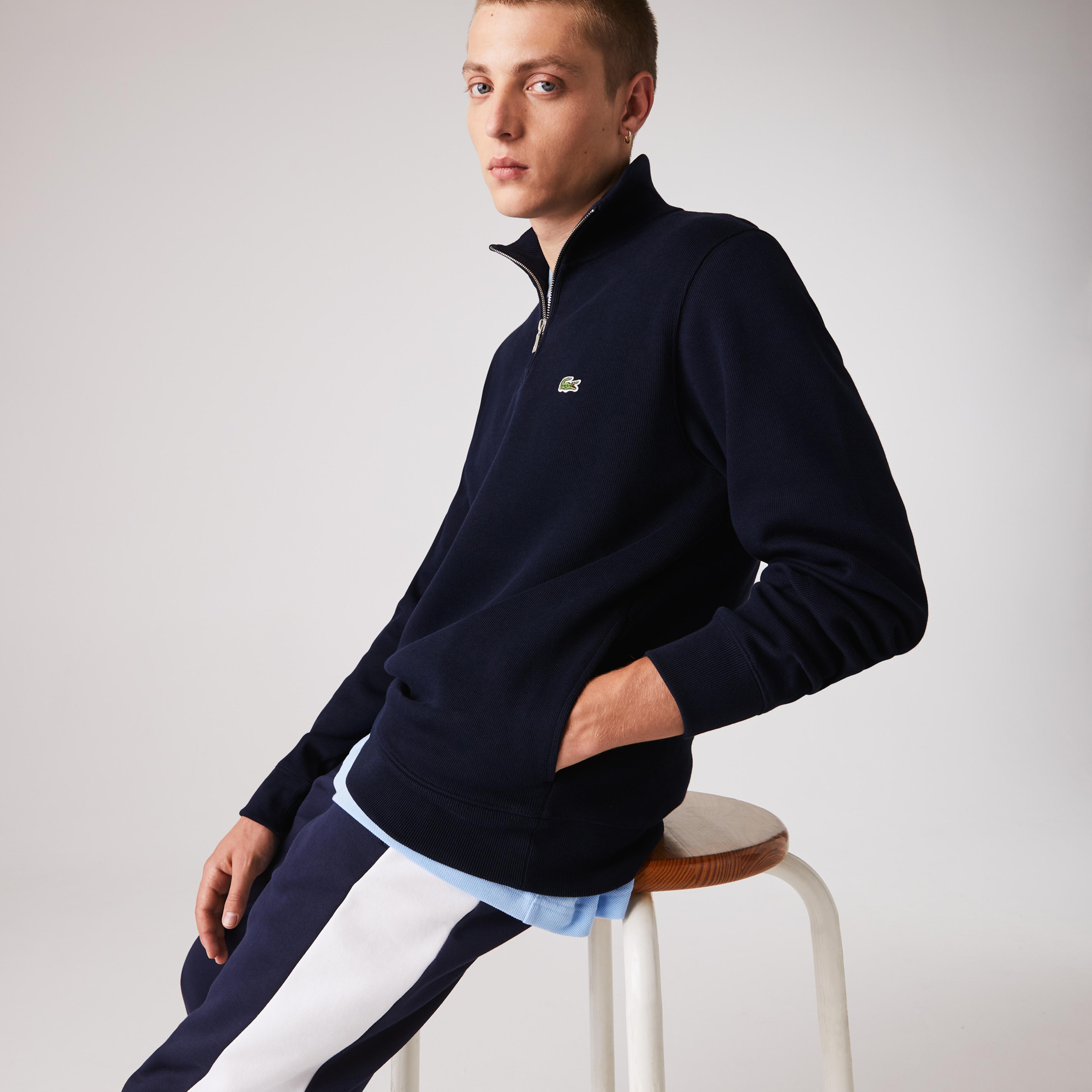 Lacoste Erkek Classic Fit Yarım Fermuarlı Lacivert Sweatshirt