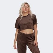 adidas Crop Velvet Embossed Monogram Kadın Kahverengi T-Shirt