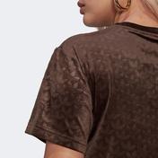 adidas Crop Velvet Embossed Monogram Kadın Kahverengi T-Shirt