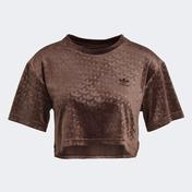 adidas Crop Velvet Embossed Monogram Kadın Kahverengi T-Shirt