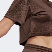 adidas Crop Velvet Embossed Monogram Kadın Kahverengi T-Shirt