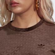adidas Crop Velvet Embossed Monogram Kadın Kahverengi T-Shirt