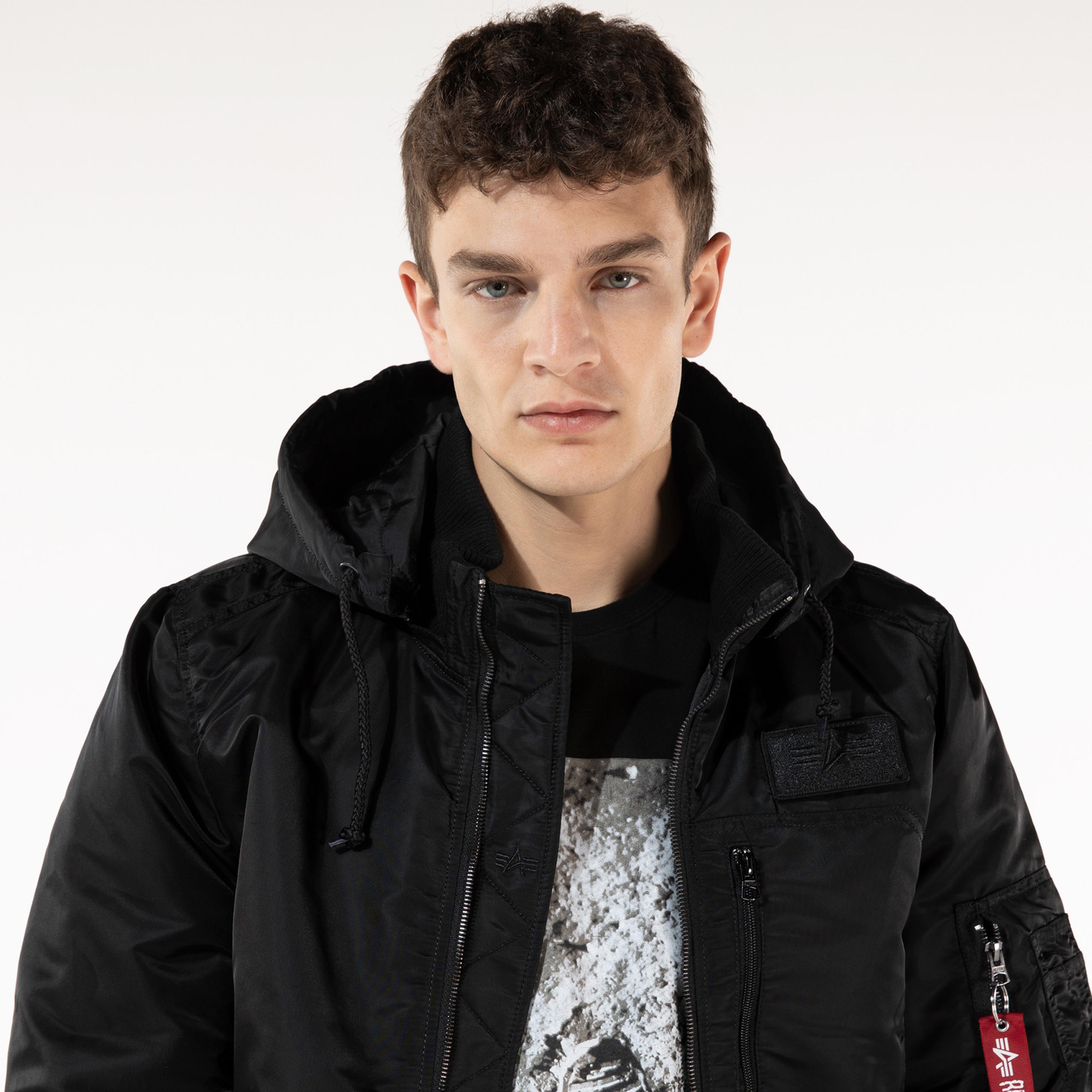 Alpha Industries MA-1 Hooded Rib Flight  Erkek Siyah Ceket