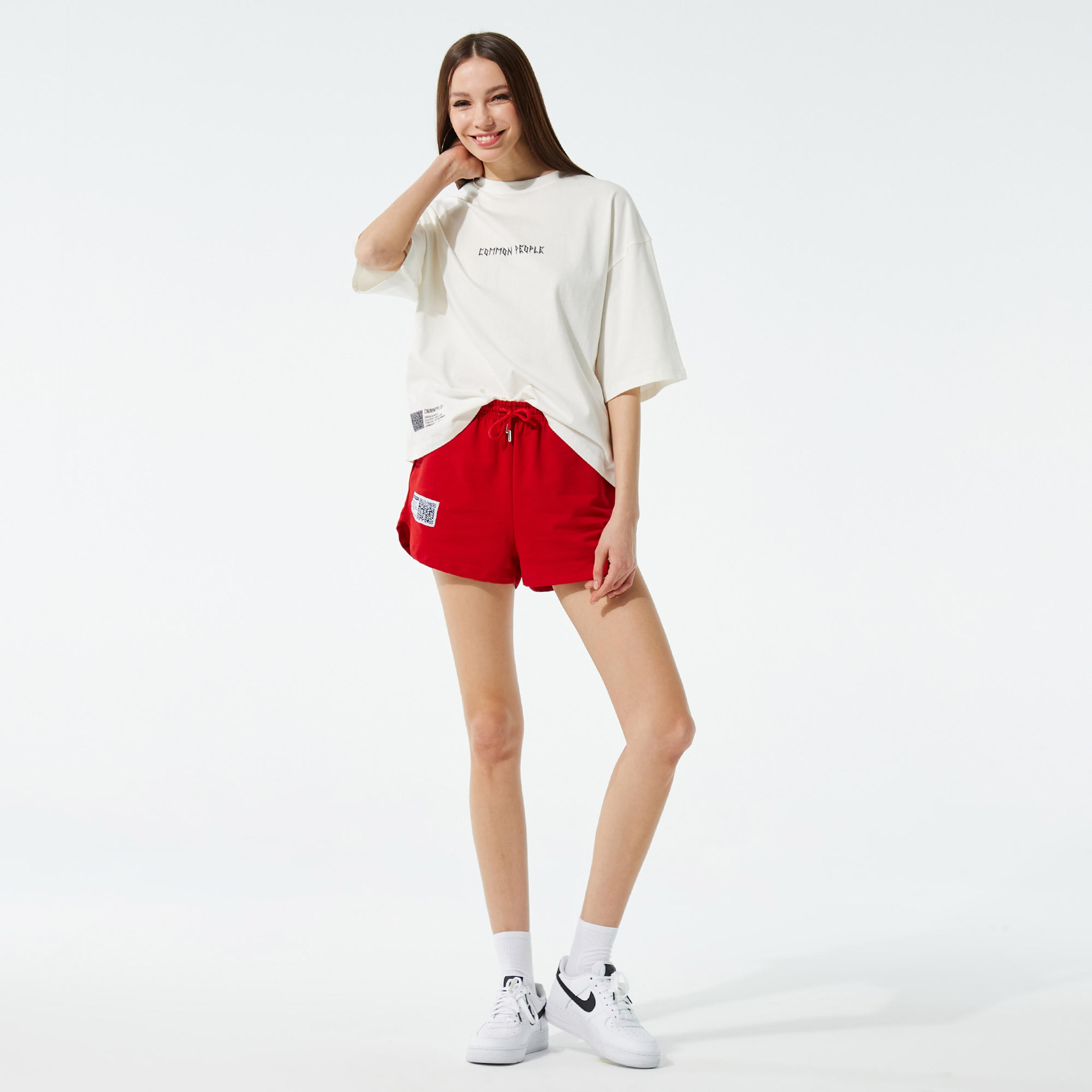 Common People Oversize Unisex Beyaz Crop T-Shirt
