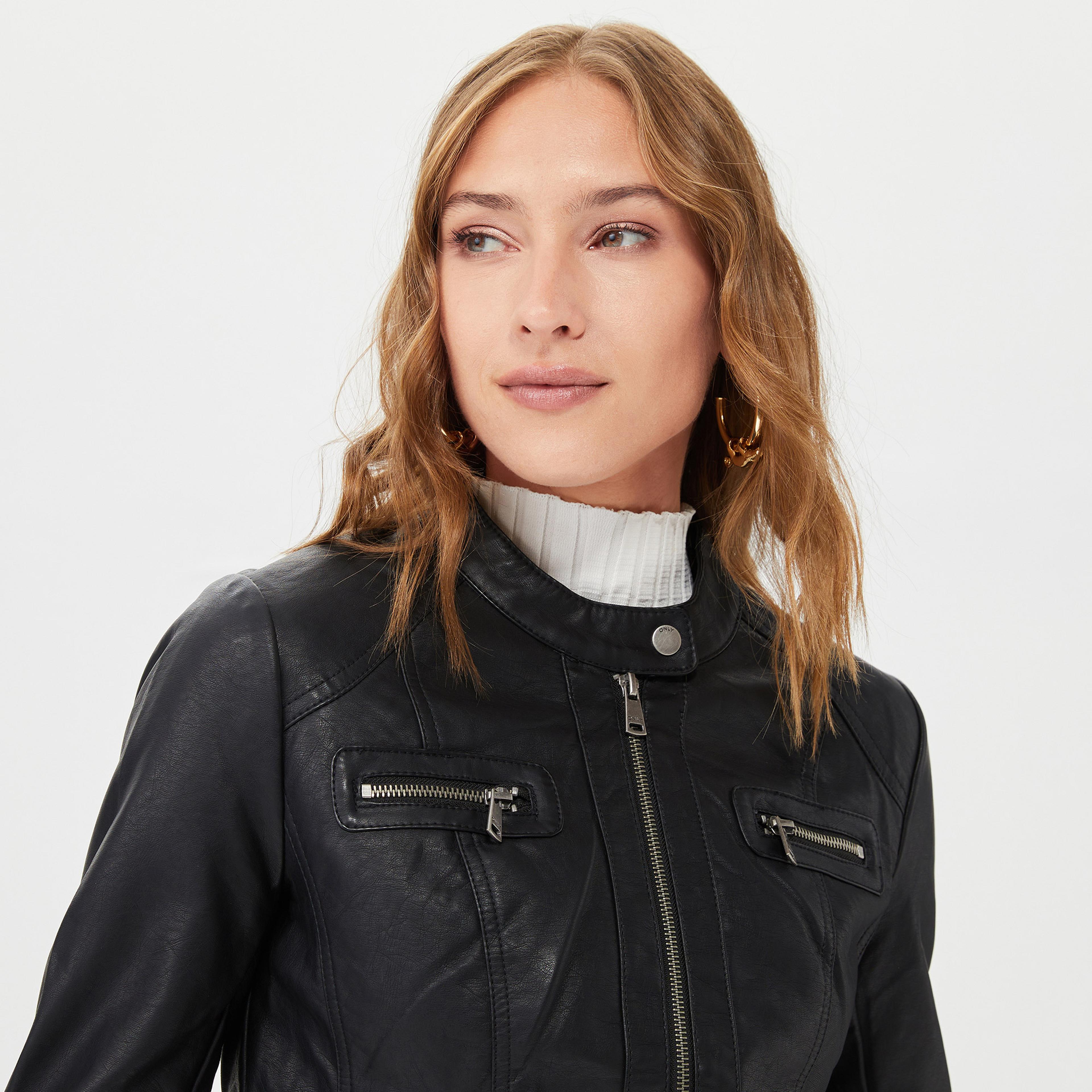 Only Onlbandit Faux Deri Biker Kadın Siyah Ceket