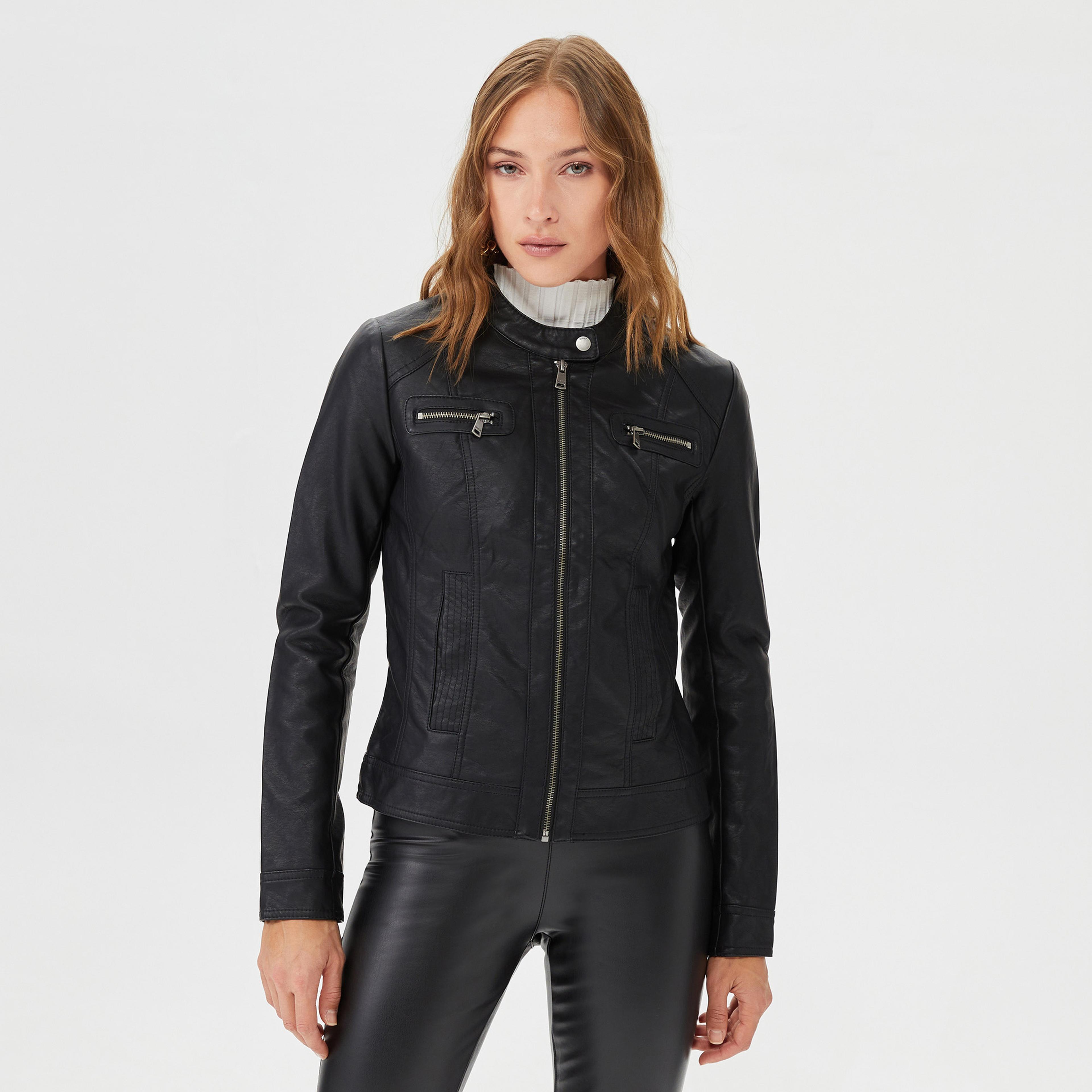 Only Onlbandit Faux Deri Biker Kadın Siyah Ceket
