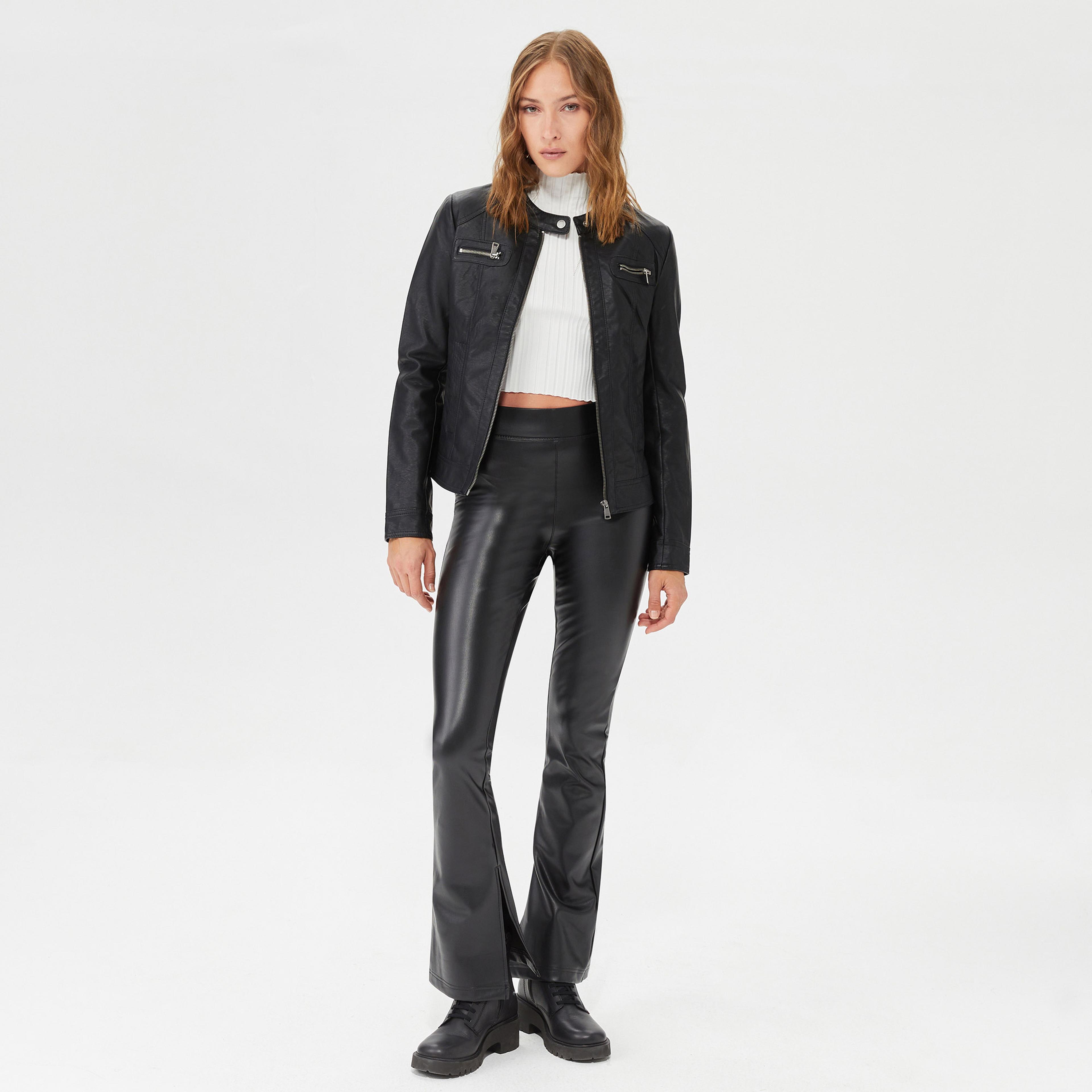 Only Onlbandit Faux Deri Biker Kadın Siyah Ceket
