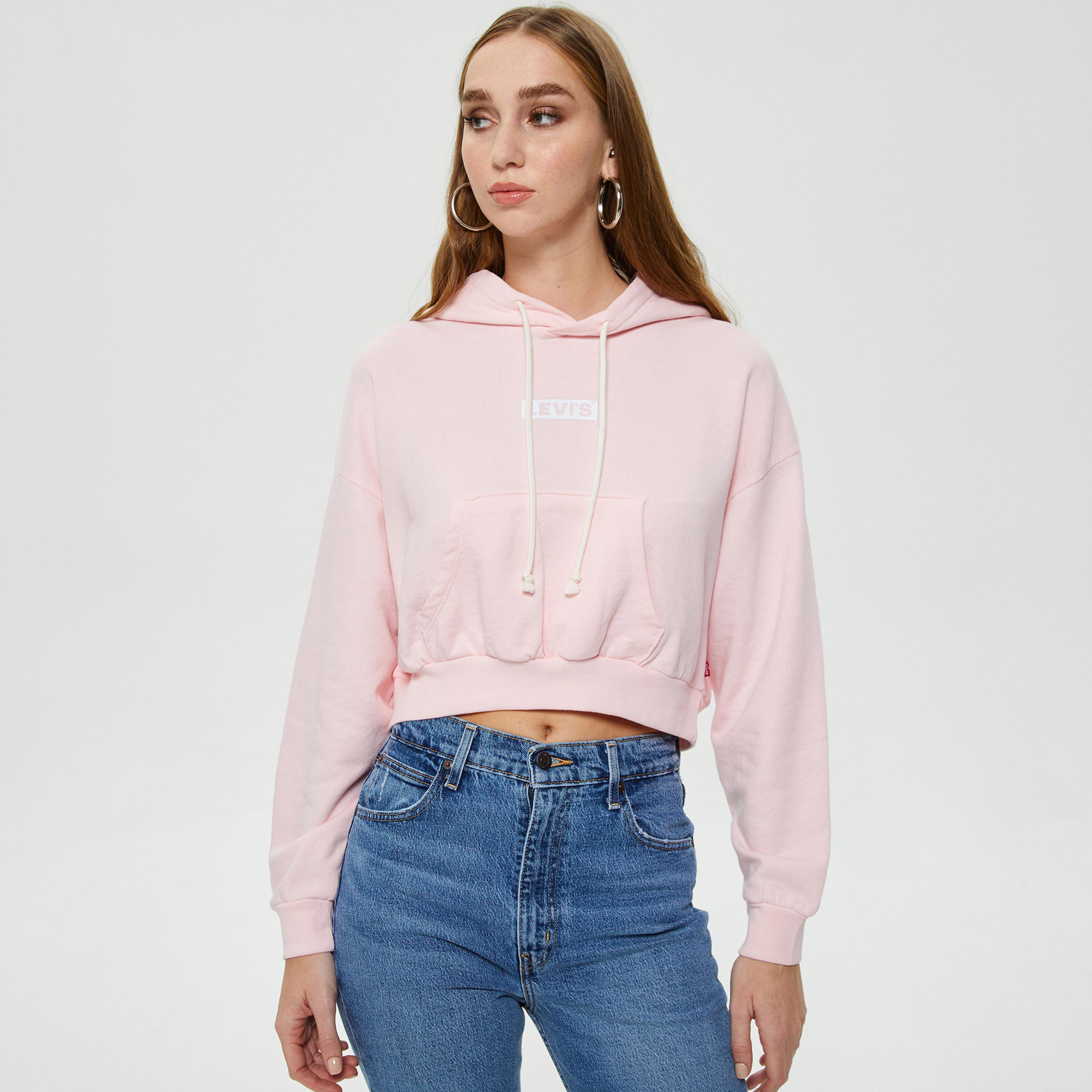 Levi's Graphic Laundry Youth Box Kadın Pembe Hoodie Sweatshirt
