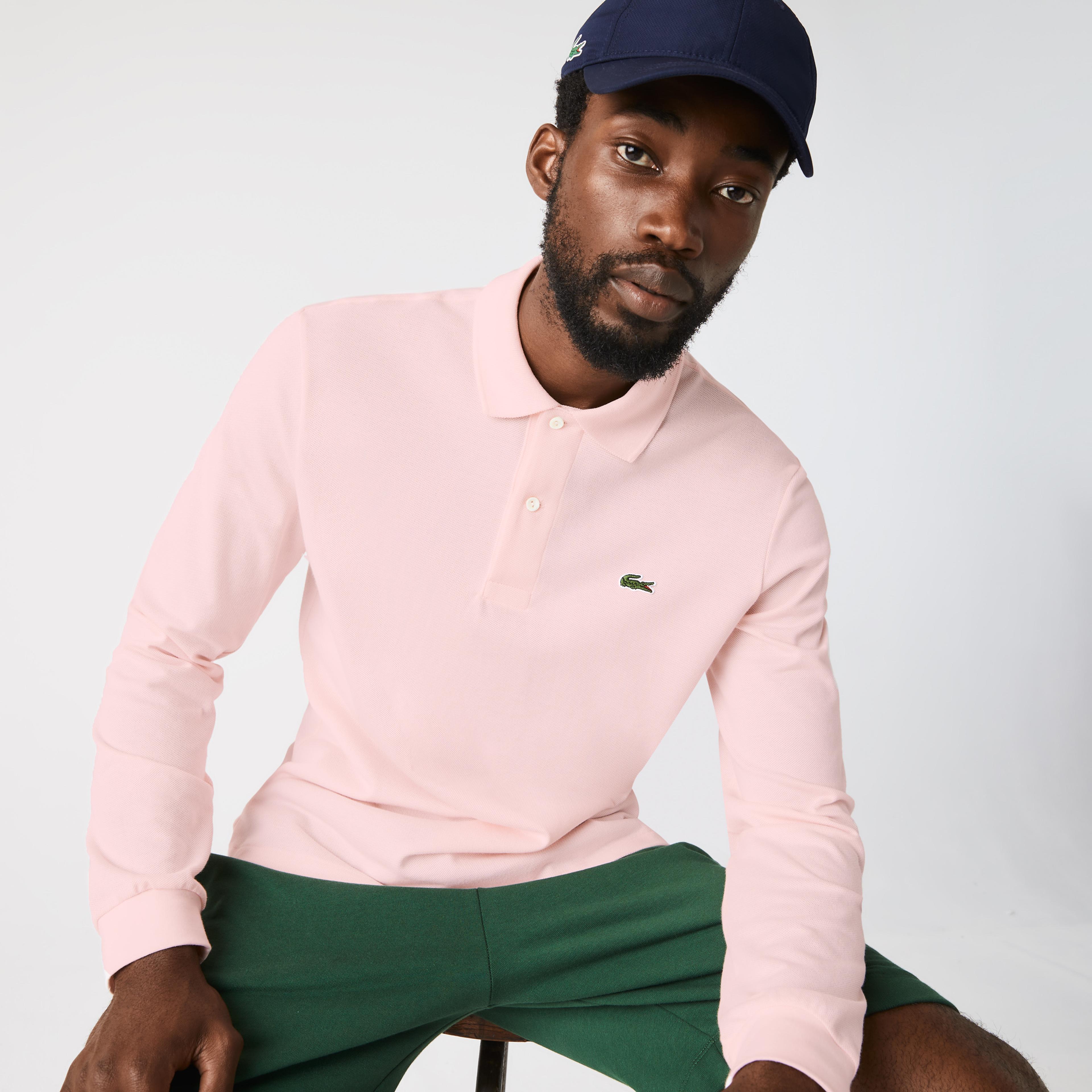 Lacoste Erkek Classic Fit Uzun Kollu Pembe Polo