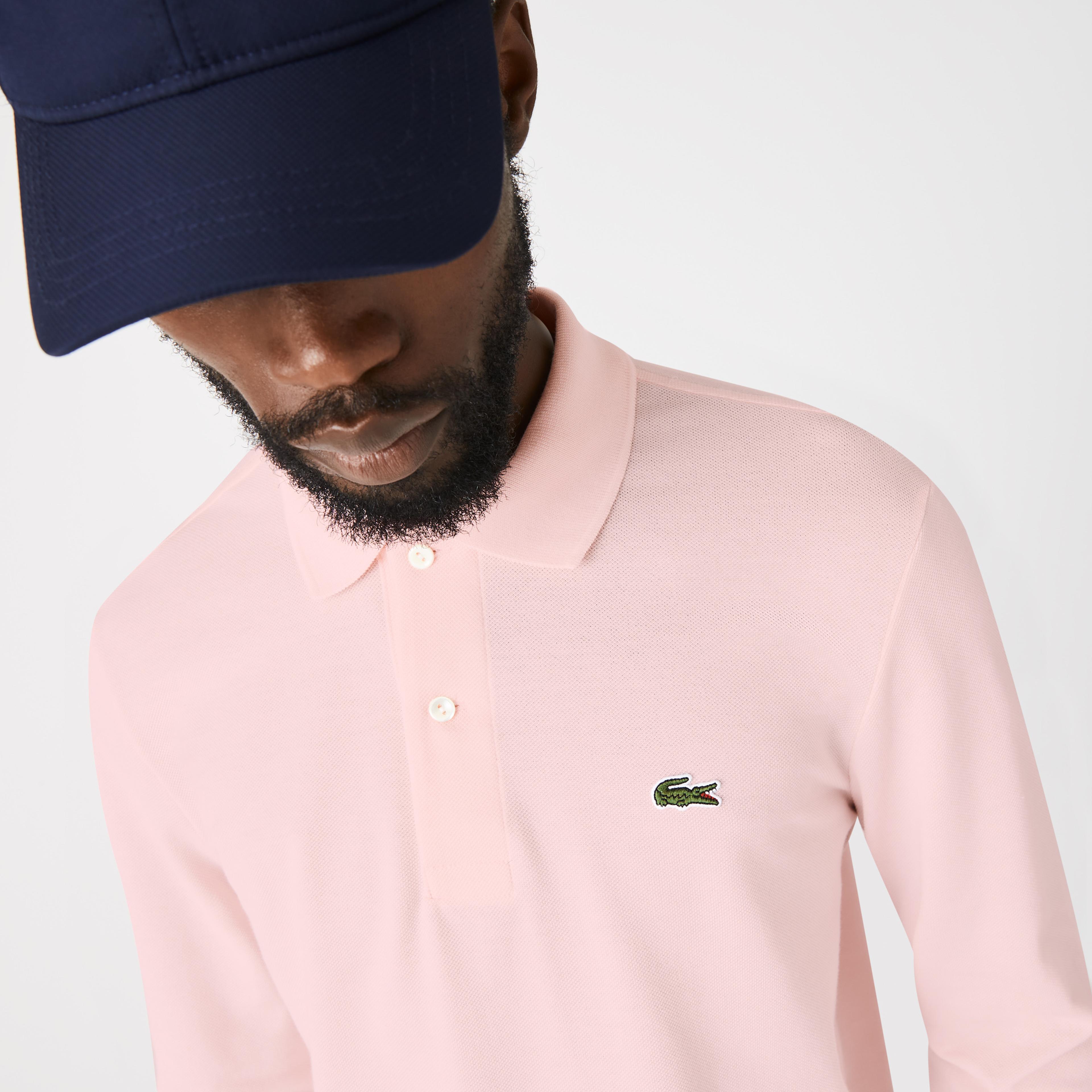 Lacoste Erkek Classic Fit Uzun Kollu Pembe Polo