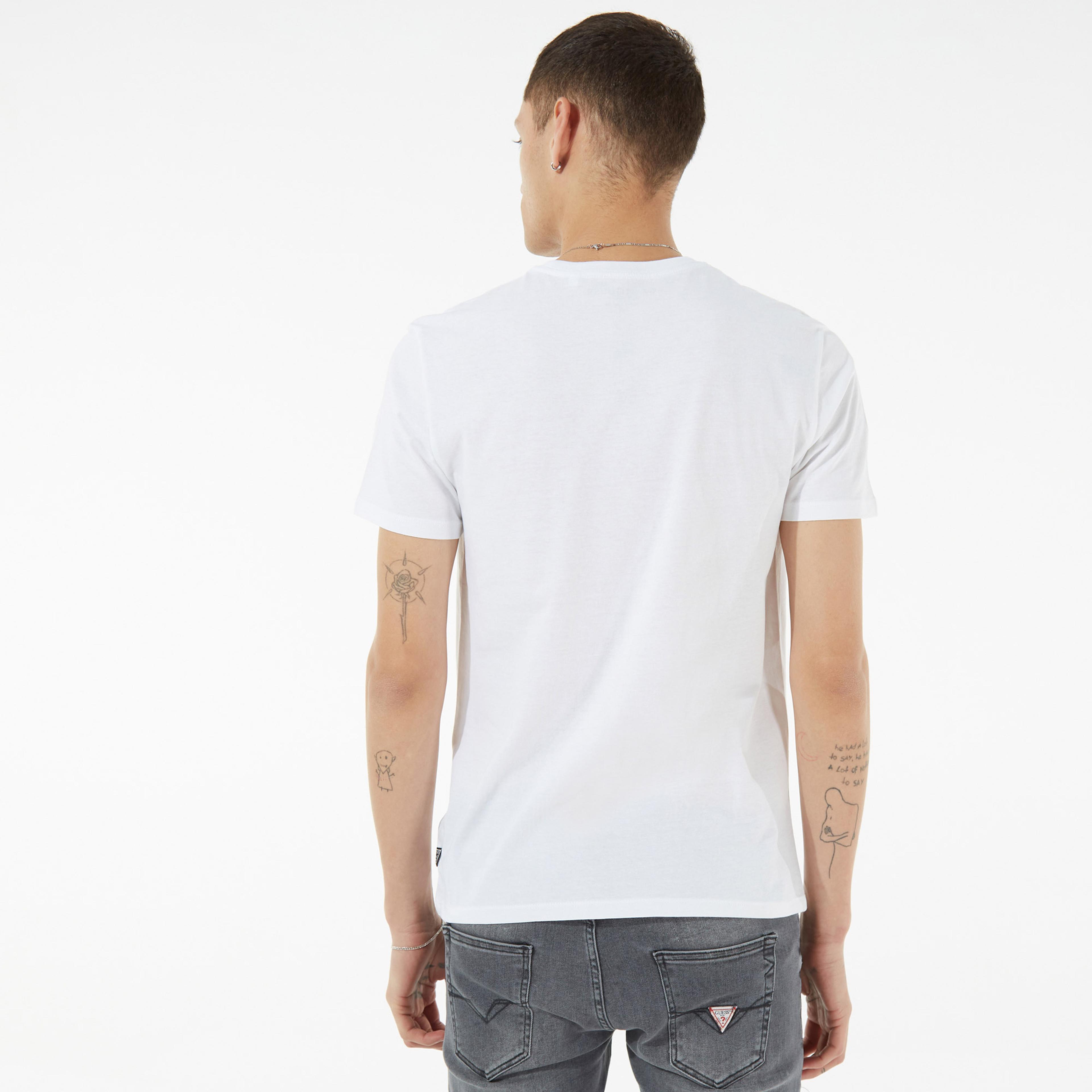 Guess Club Logo Erkek Beyaz T-Shirt