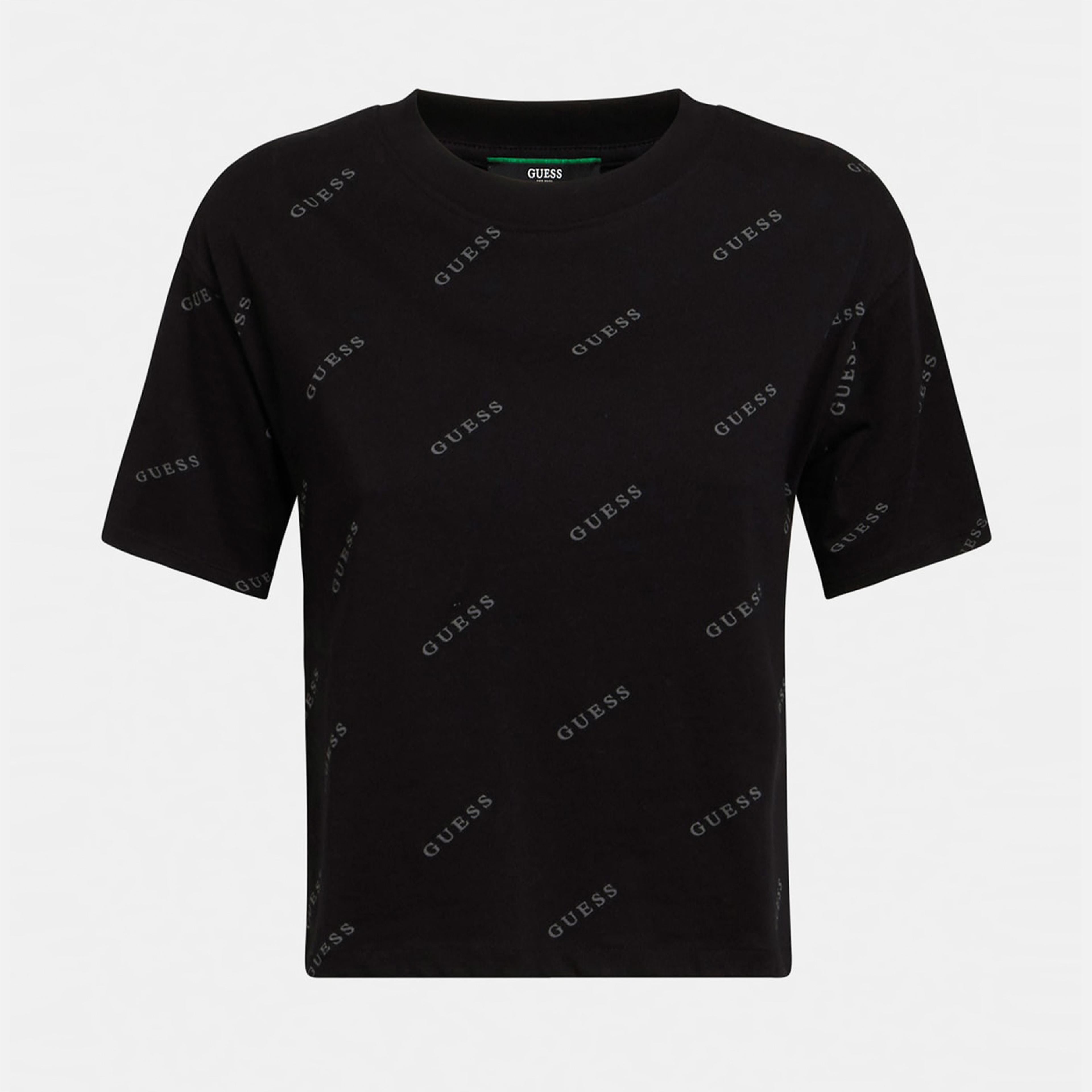 Guess Astra Kadın Siyah Crop T-Shirt