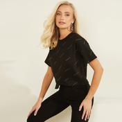 Guess Astra Kadın Siyah Crop T-Shirt
