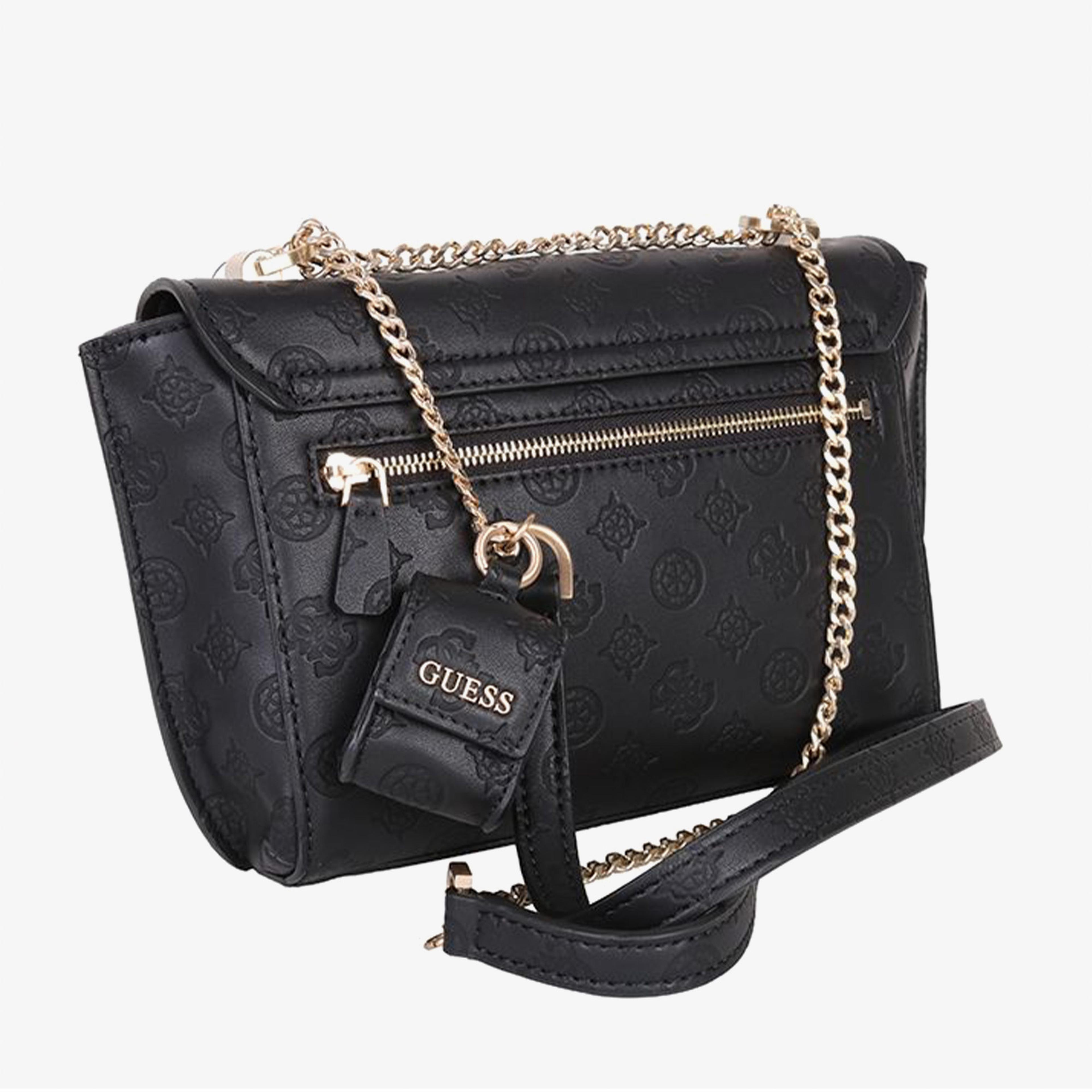 Guess Bea Convertible Crossbody Flap Kadın Siyah Omuz Çantası